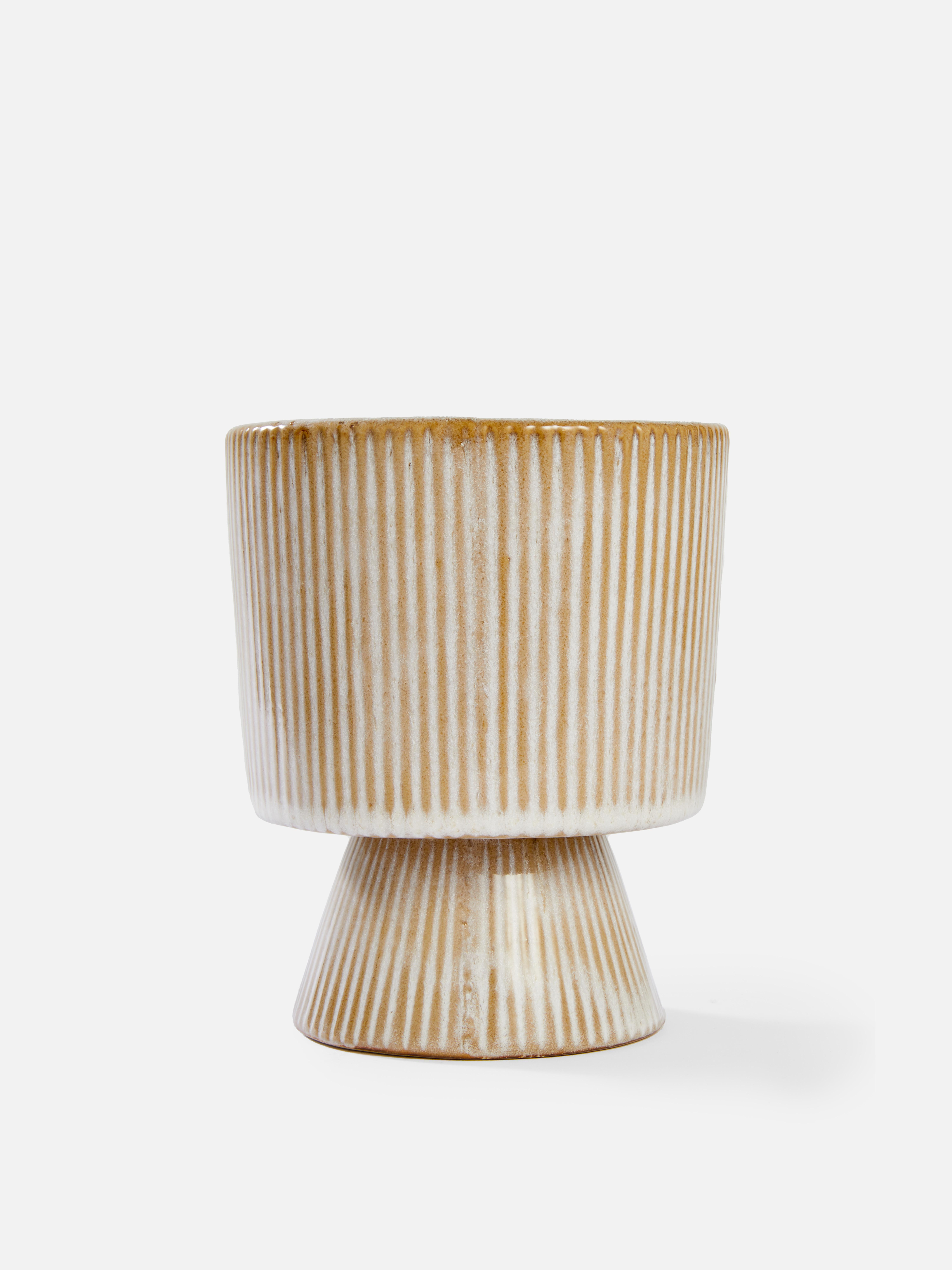 Ridged Glazed Ceramic Vase
