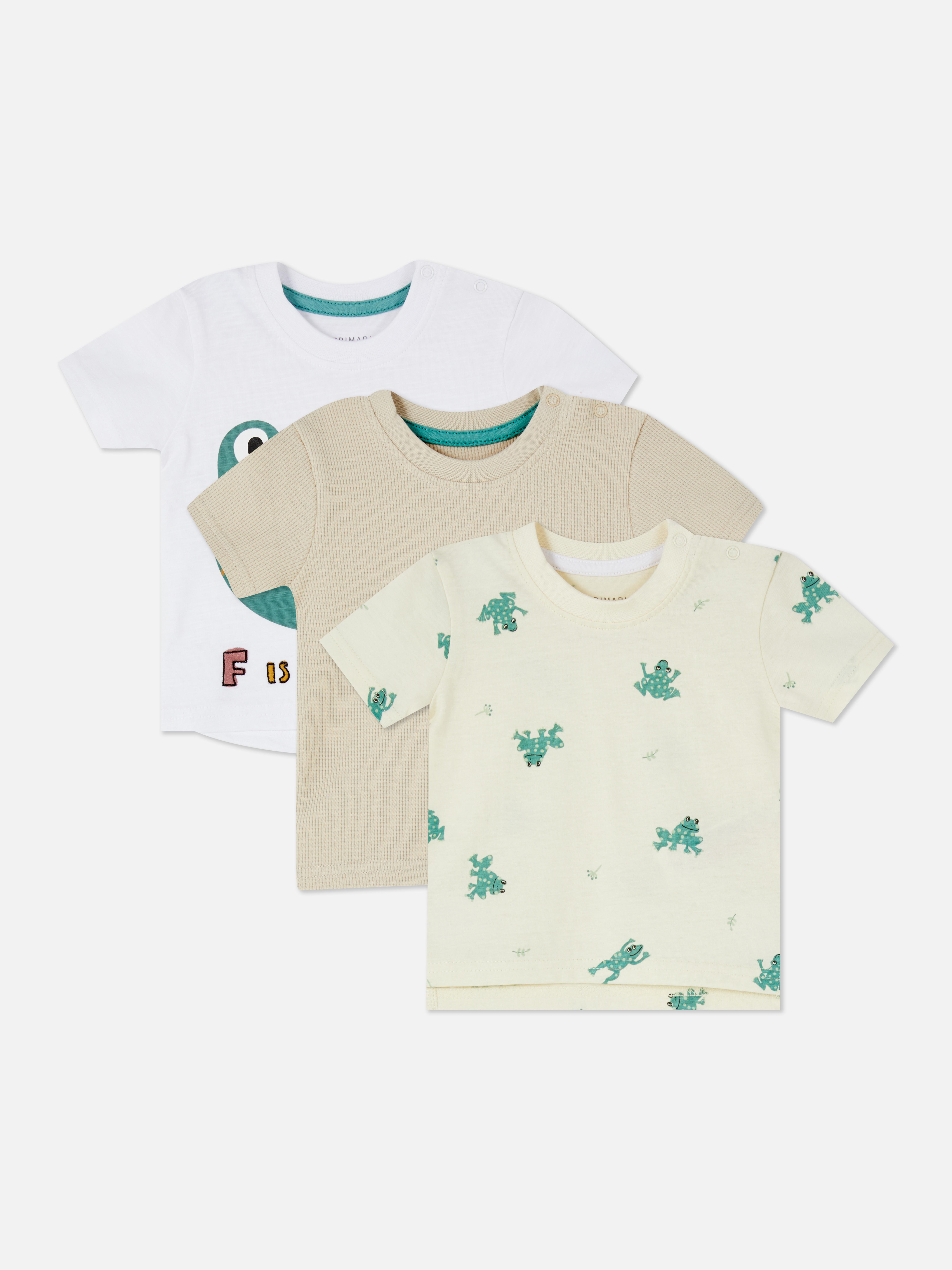 3pk Frog Print Cotton T-shirt