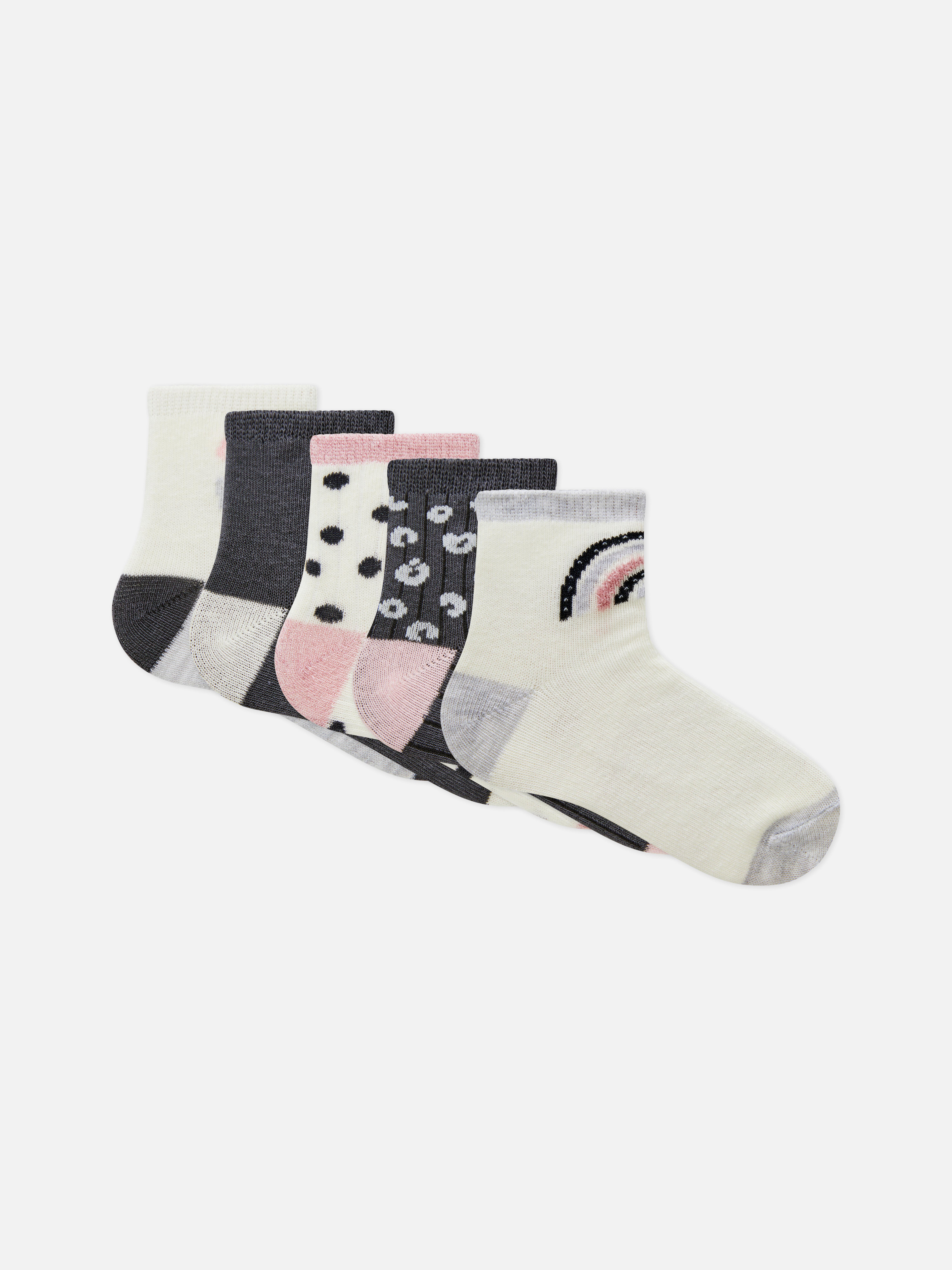 5pk Patterned Ankle Socks