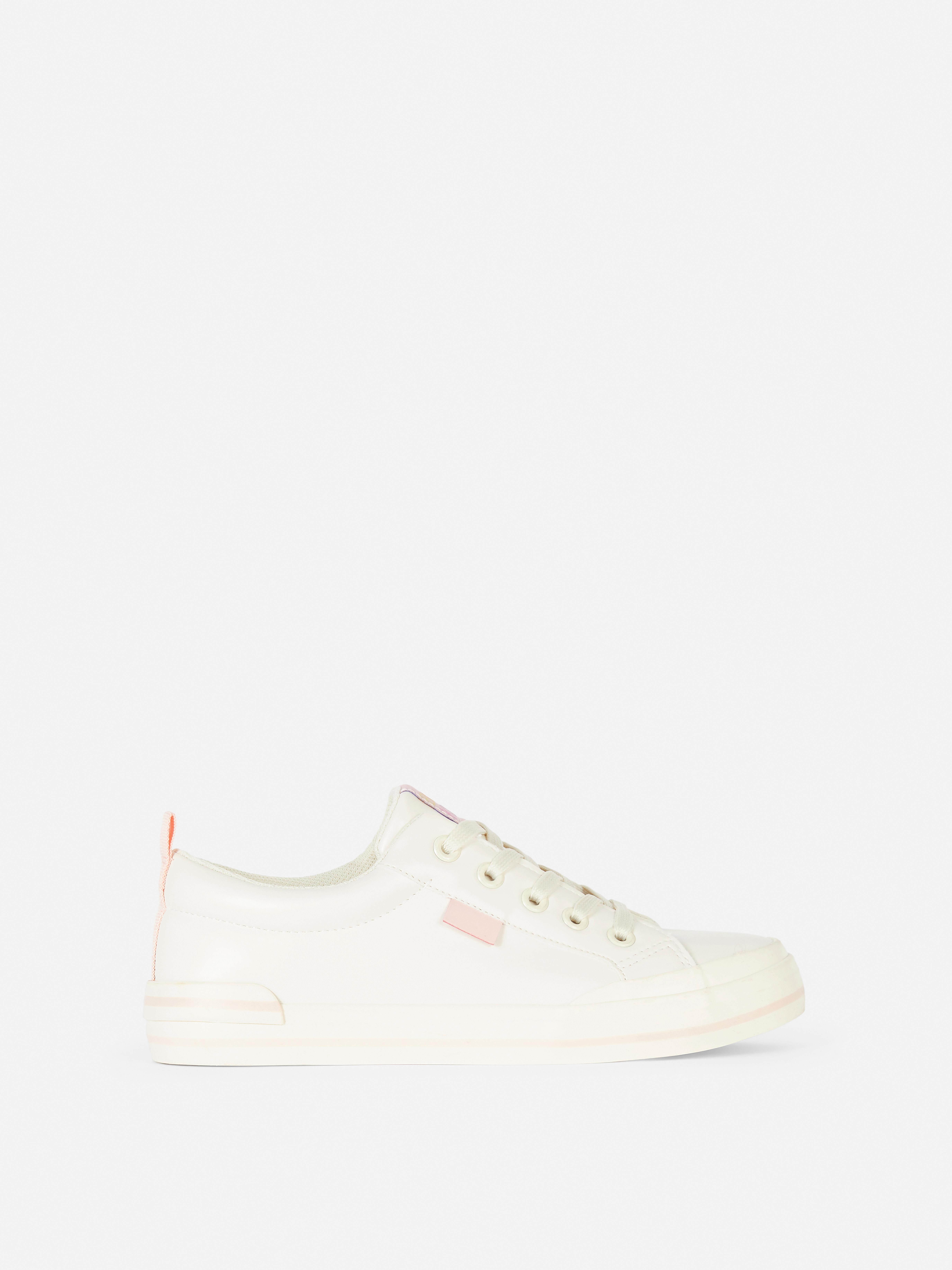 White And Pink Low-Top Trainers
