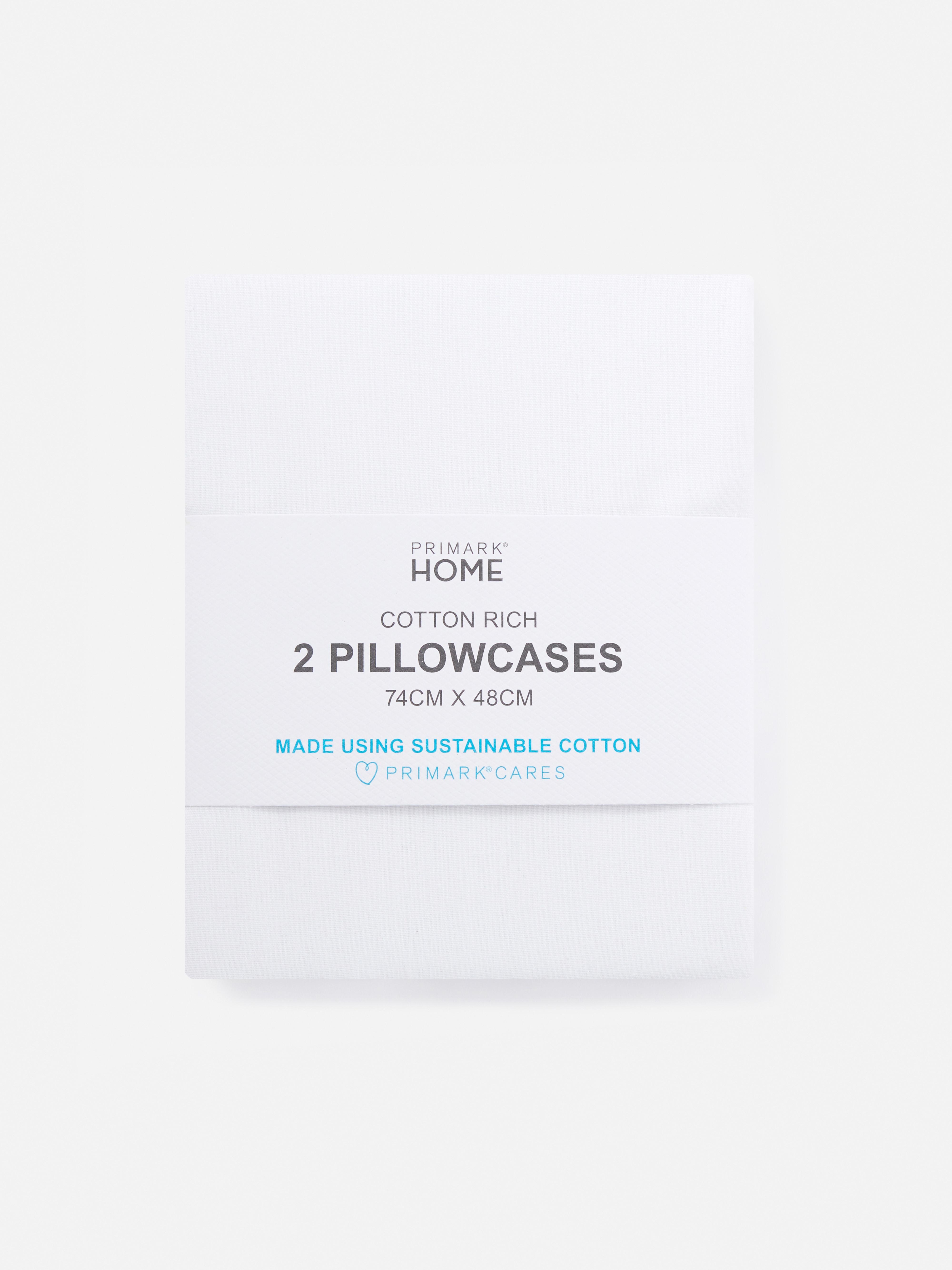 2pk Cotton Rich Pillowcases