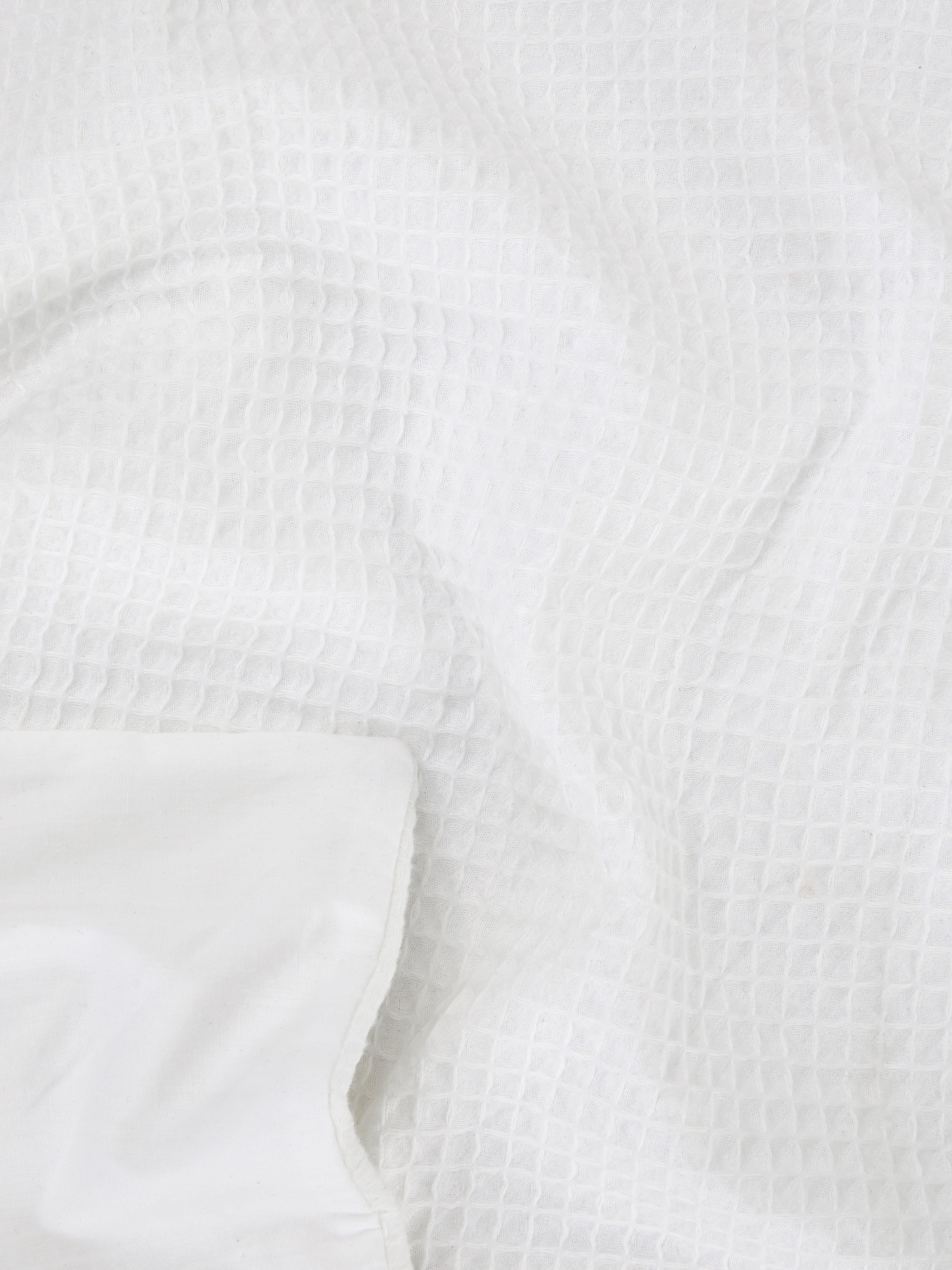 White Supersoft Waffle Double Duvet Cover Set