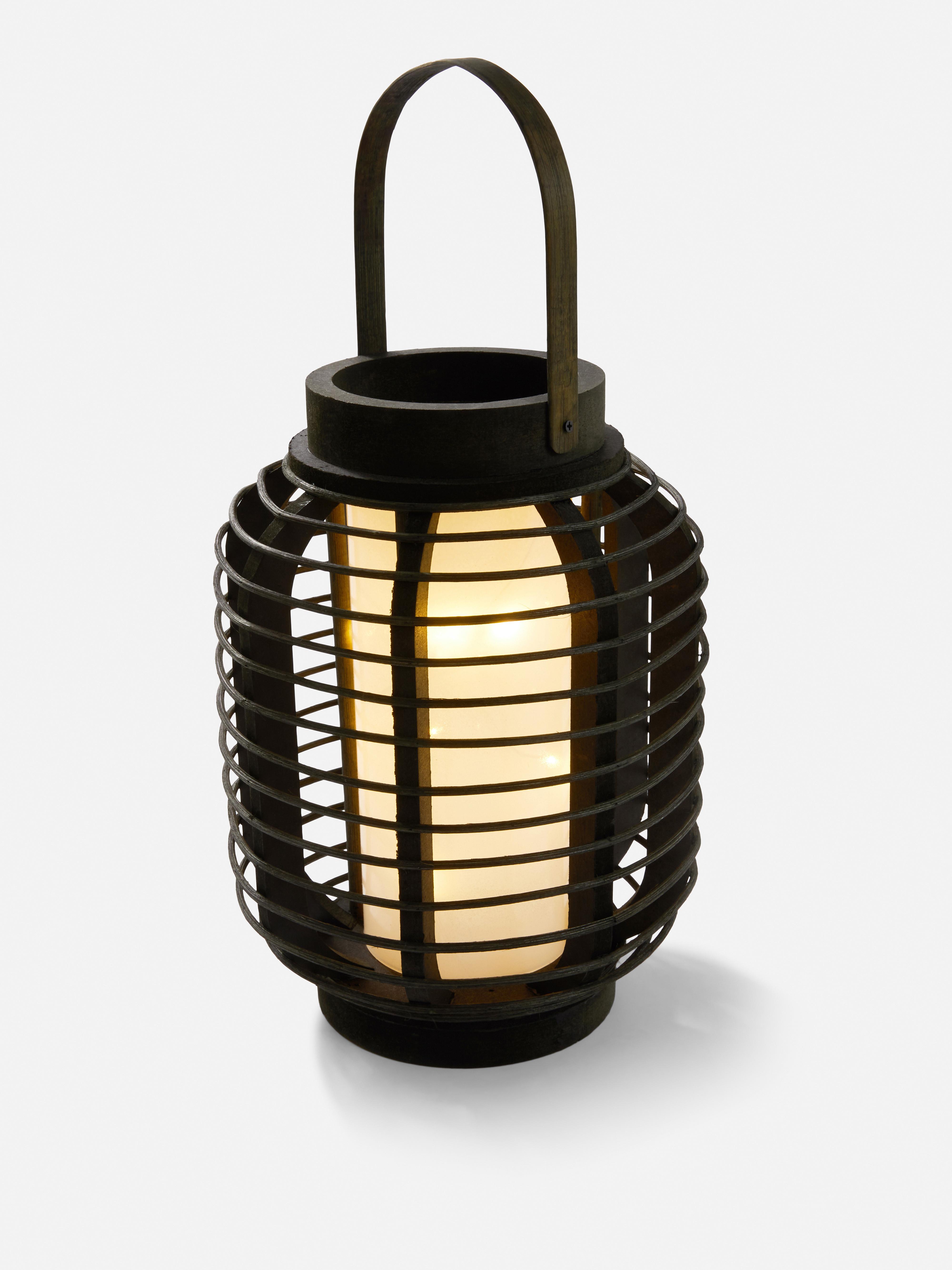 LED Oval Wooden Lantern