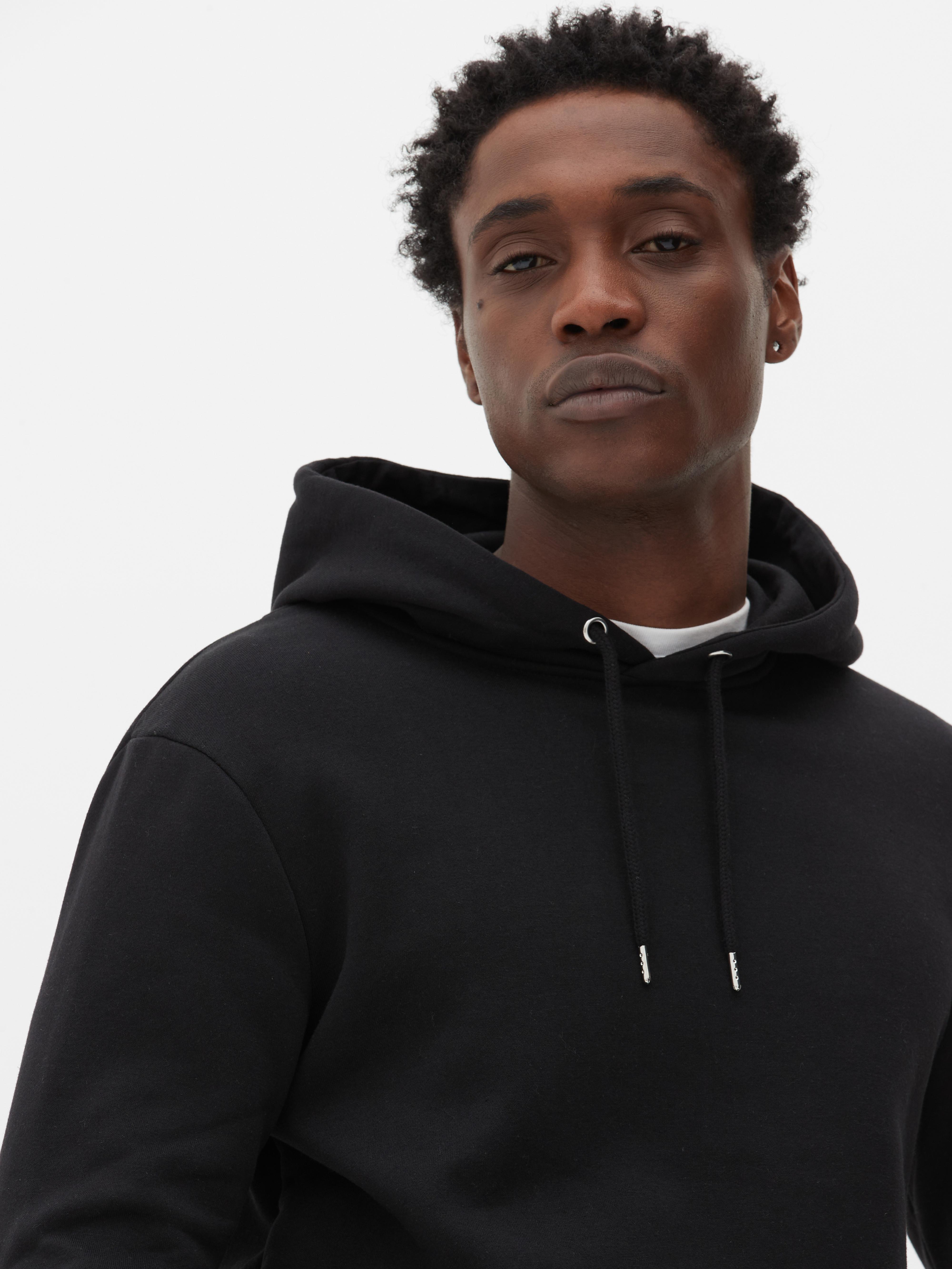 Men's Black Long Sleeve Drawstring Hoodie | Primark