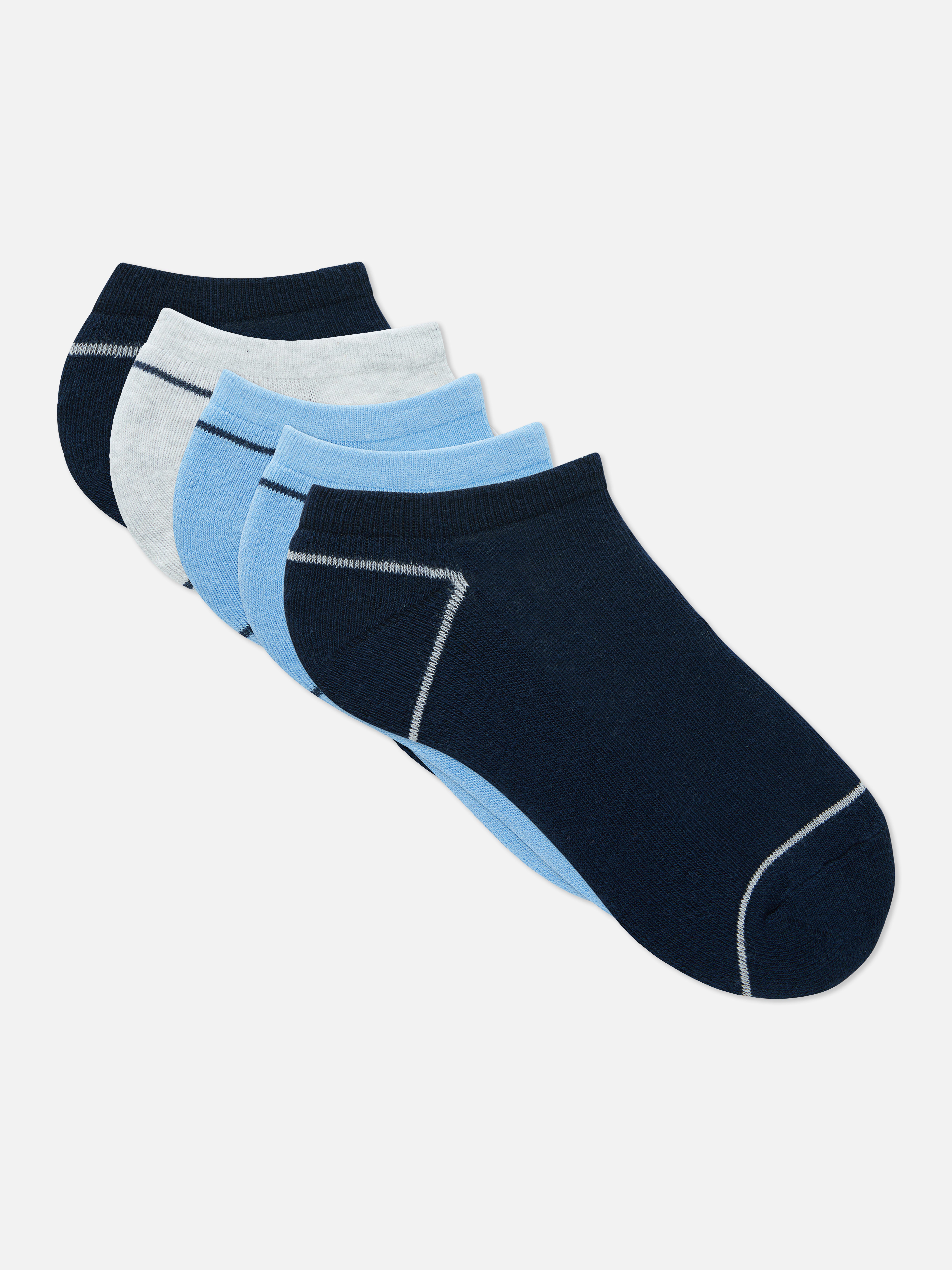 5pk Terry Cotton Trainer Socks Blue