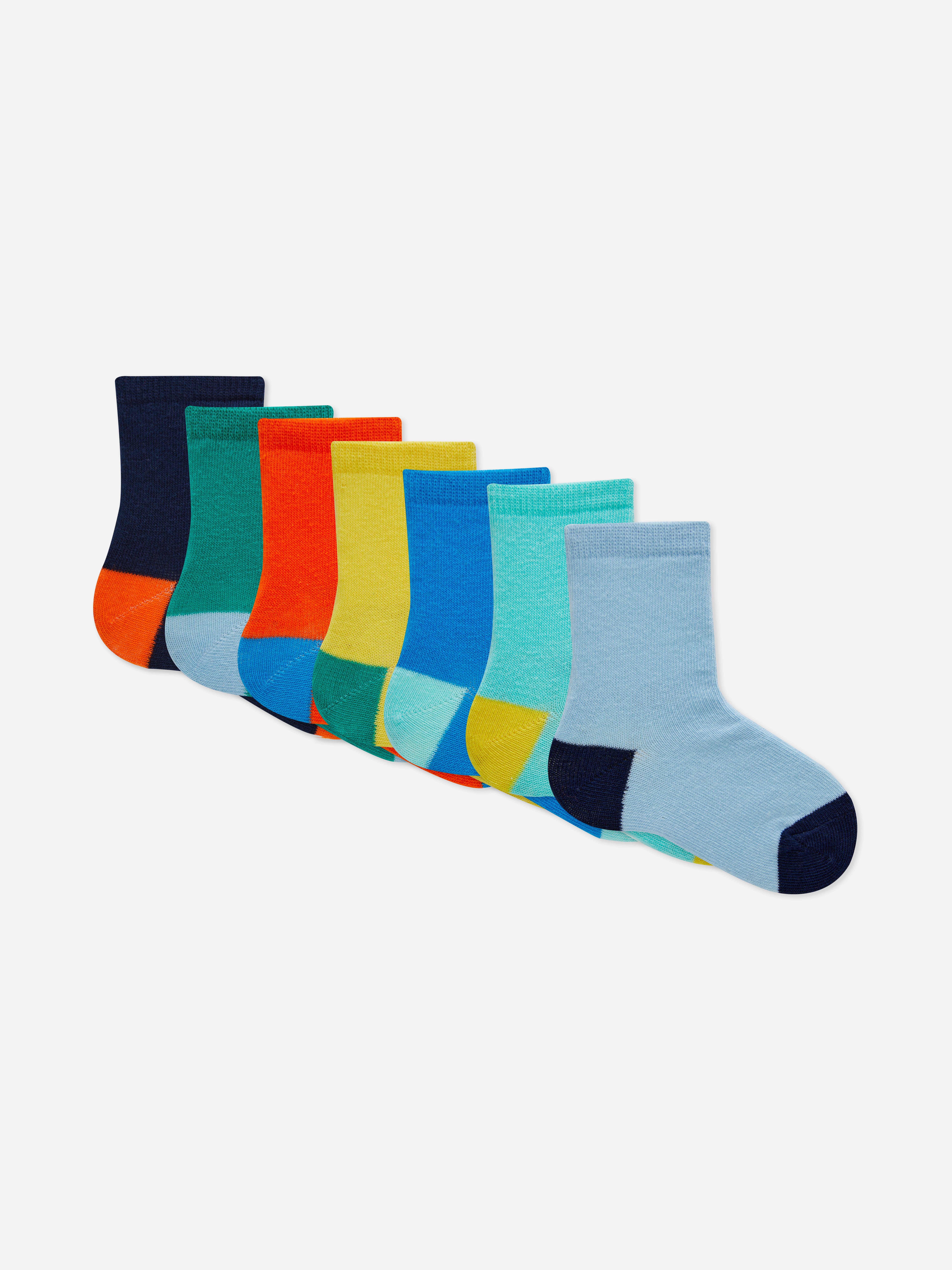 Socken aus Baumwolle in Farbblock-Optik, 7er-Pack