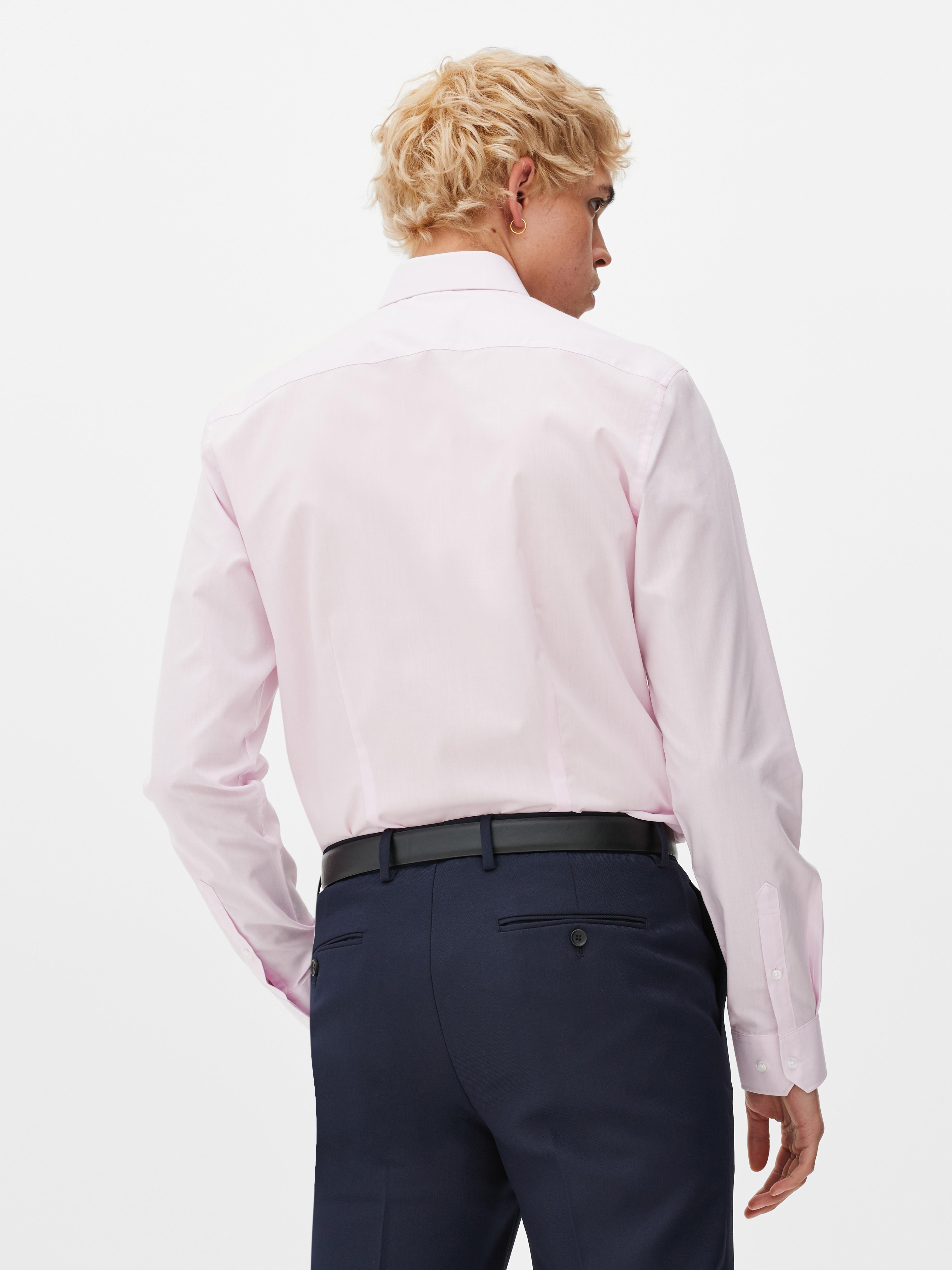 Mens Pink Slim Fit Long Sleeve Shirt Primark