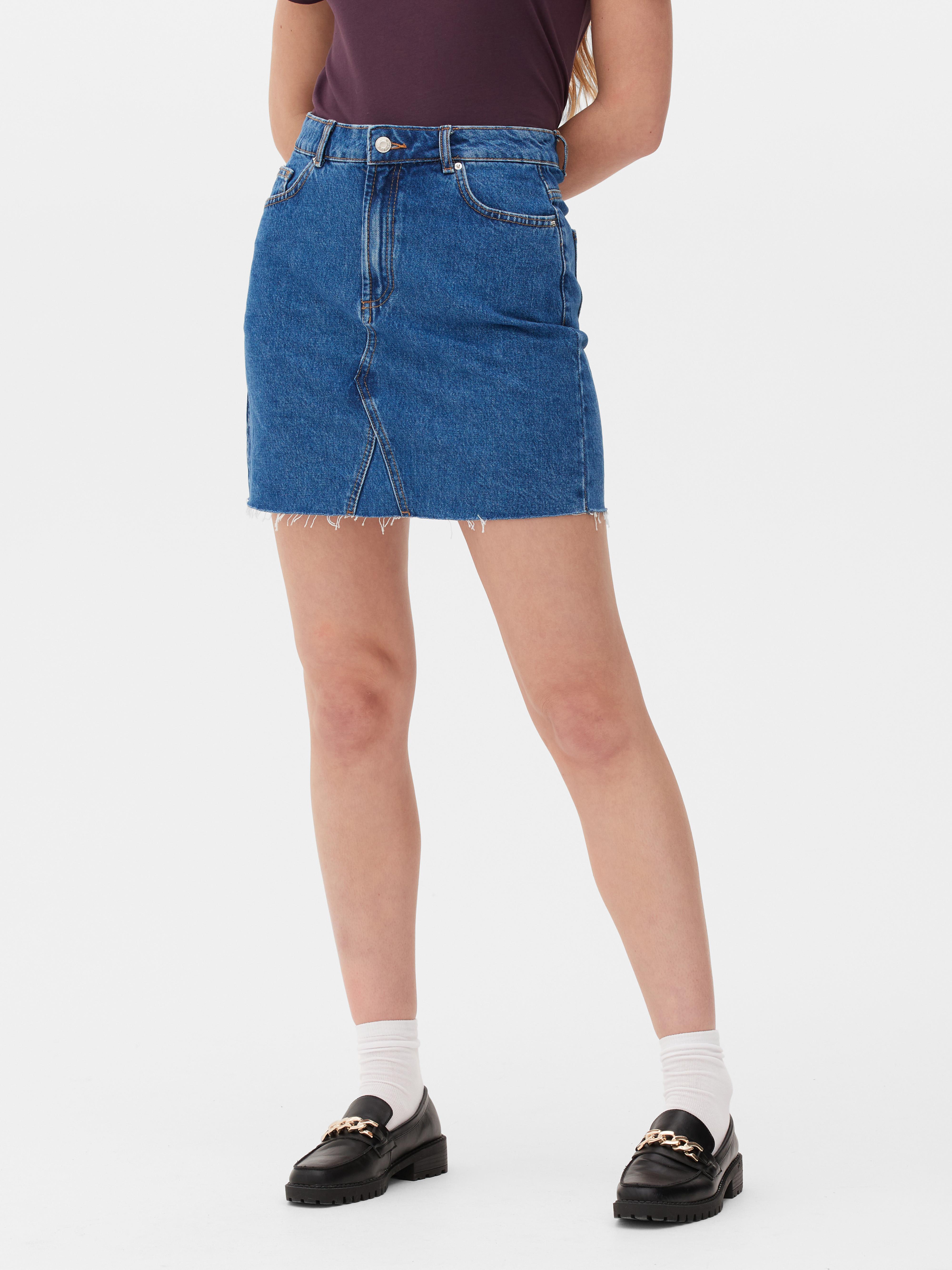 Women's Mid Blue Cotton Denim Mini Skirt | Primark
