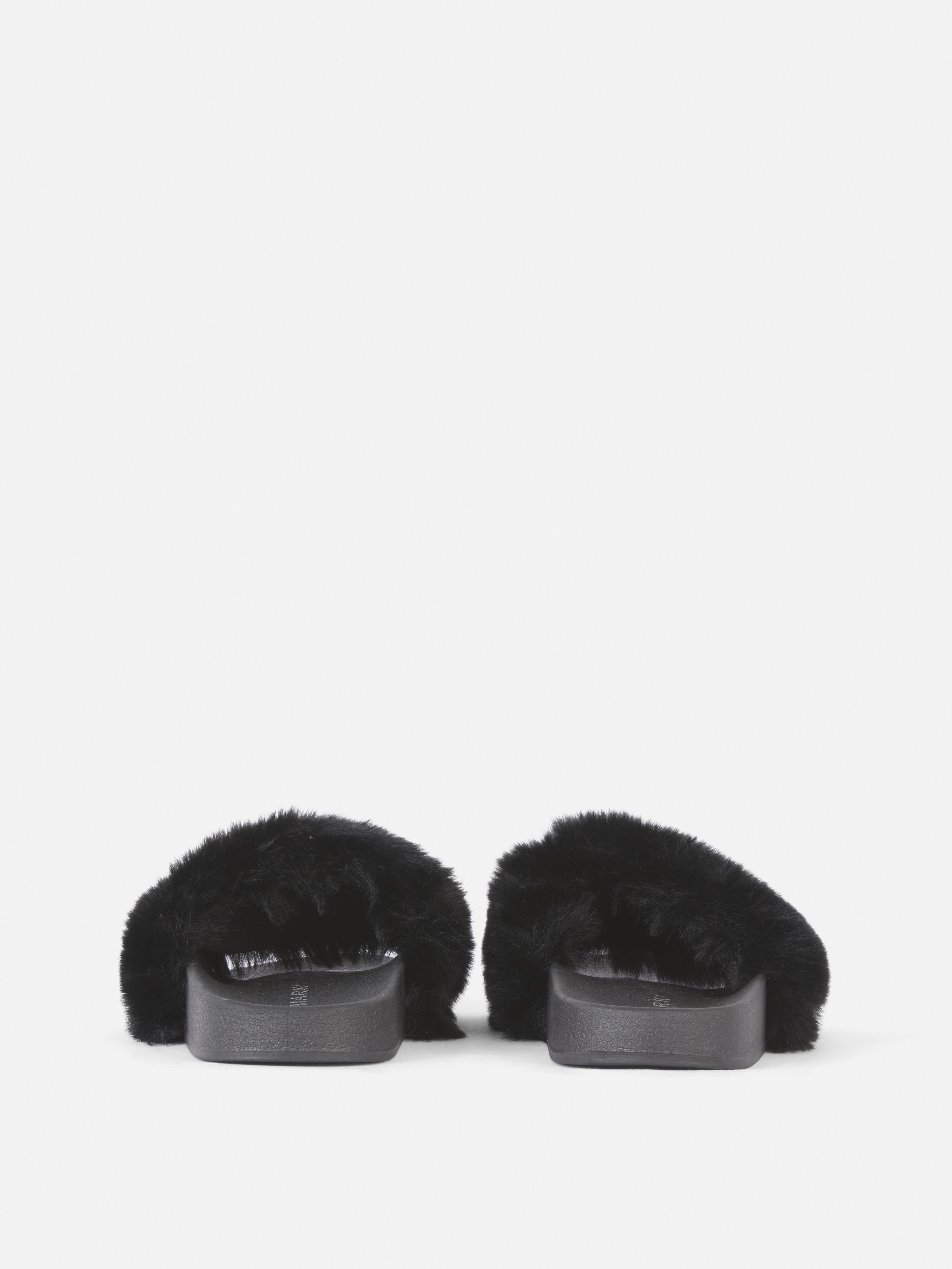 Grey fluffy sliders store primark