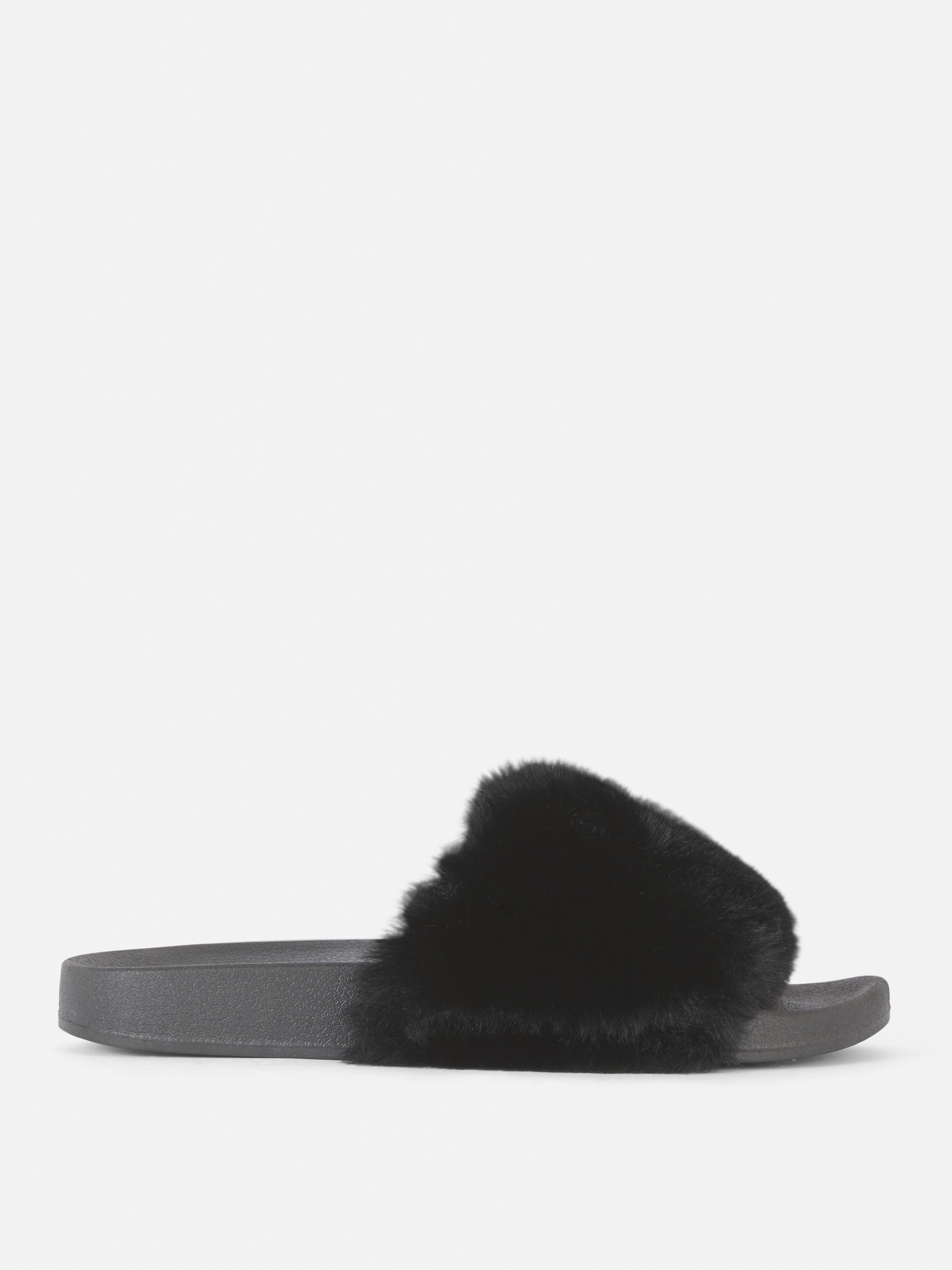 Fur slide with discount strap