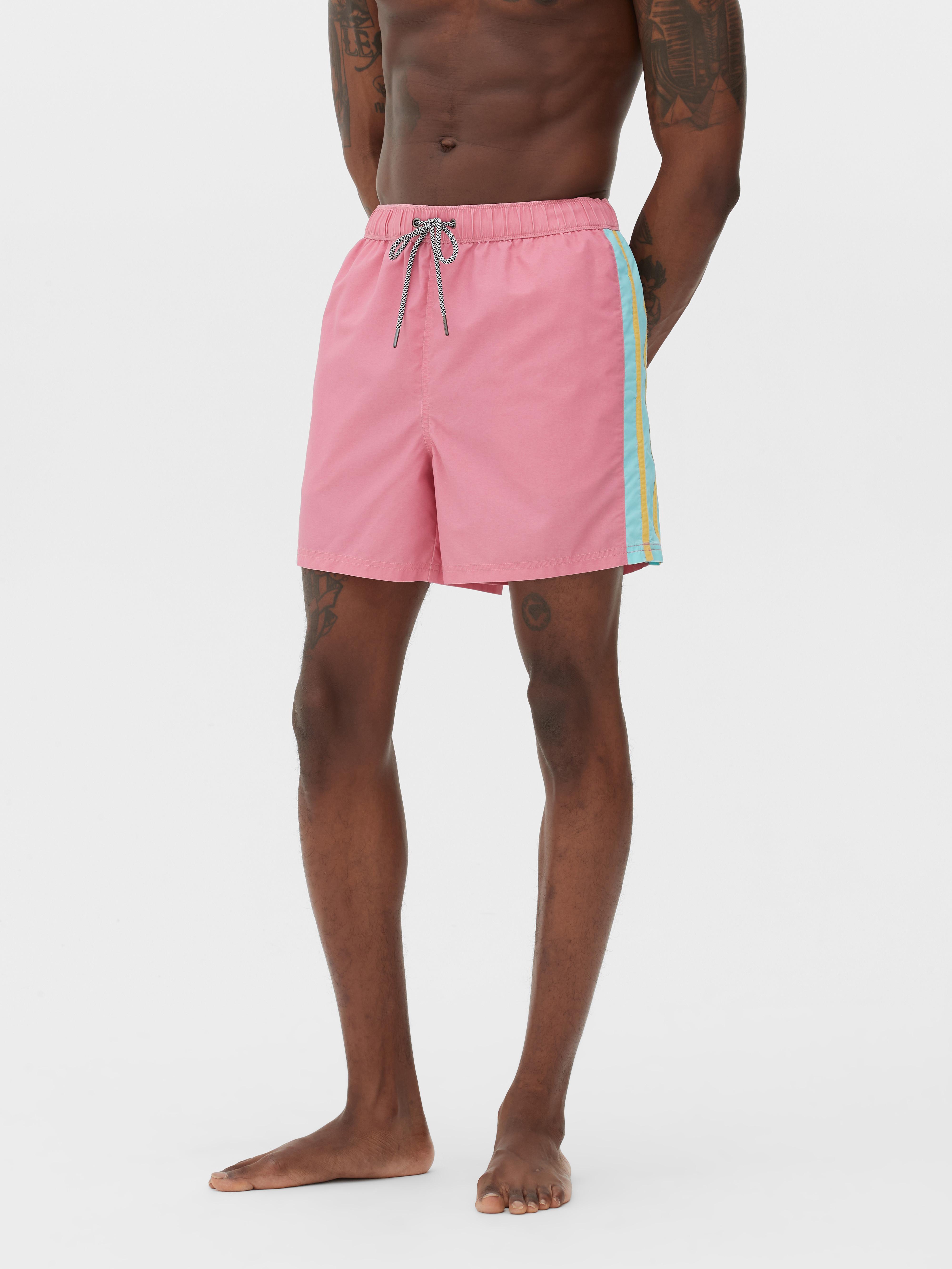 Pastel Candy Stripe Swim Shorts