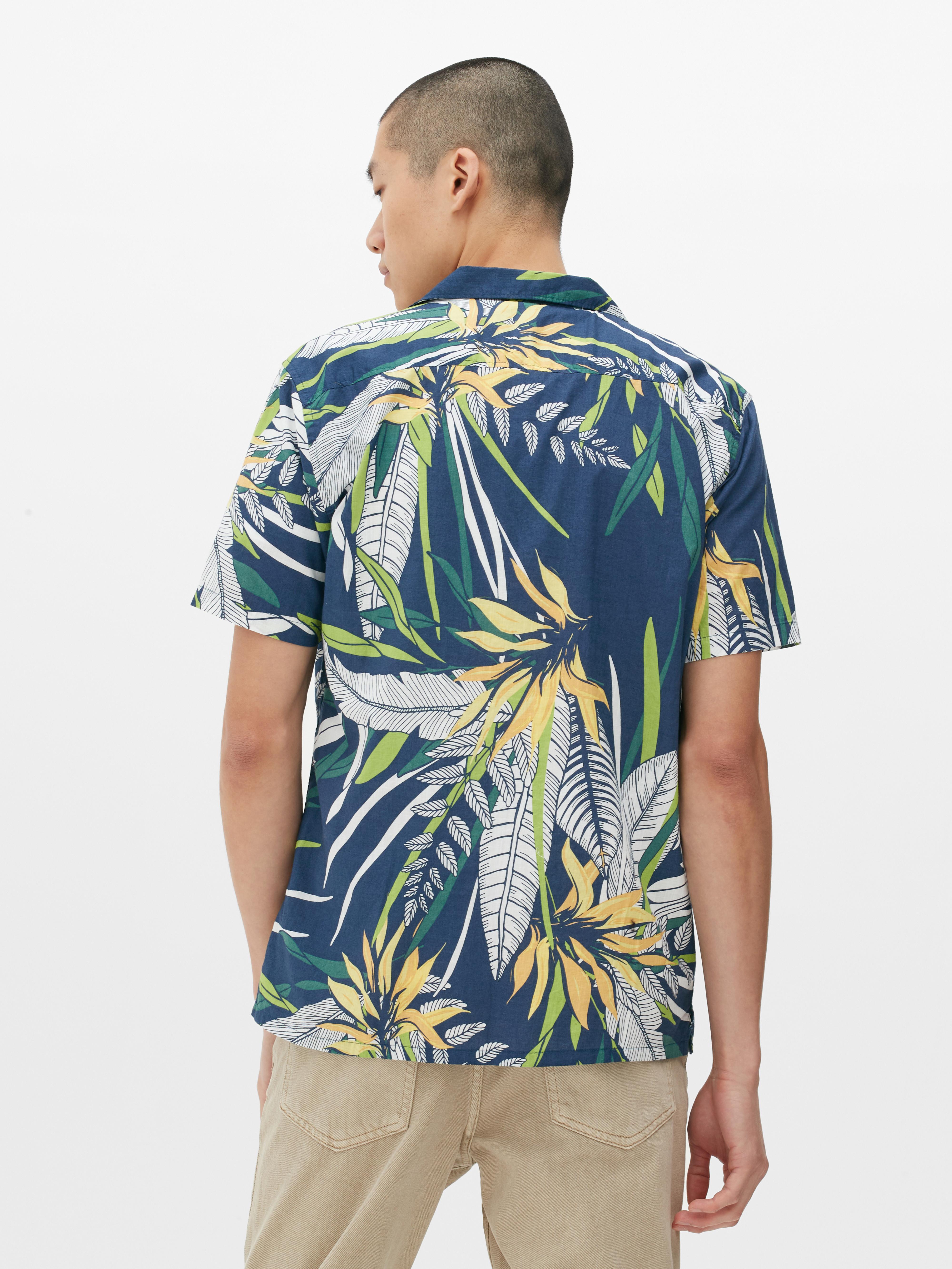 Short Sleeve Leaf Print Shirt