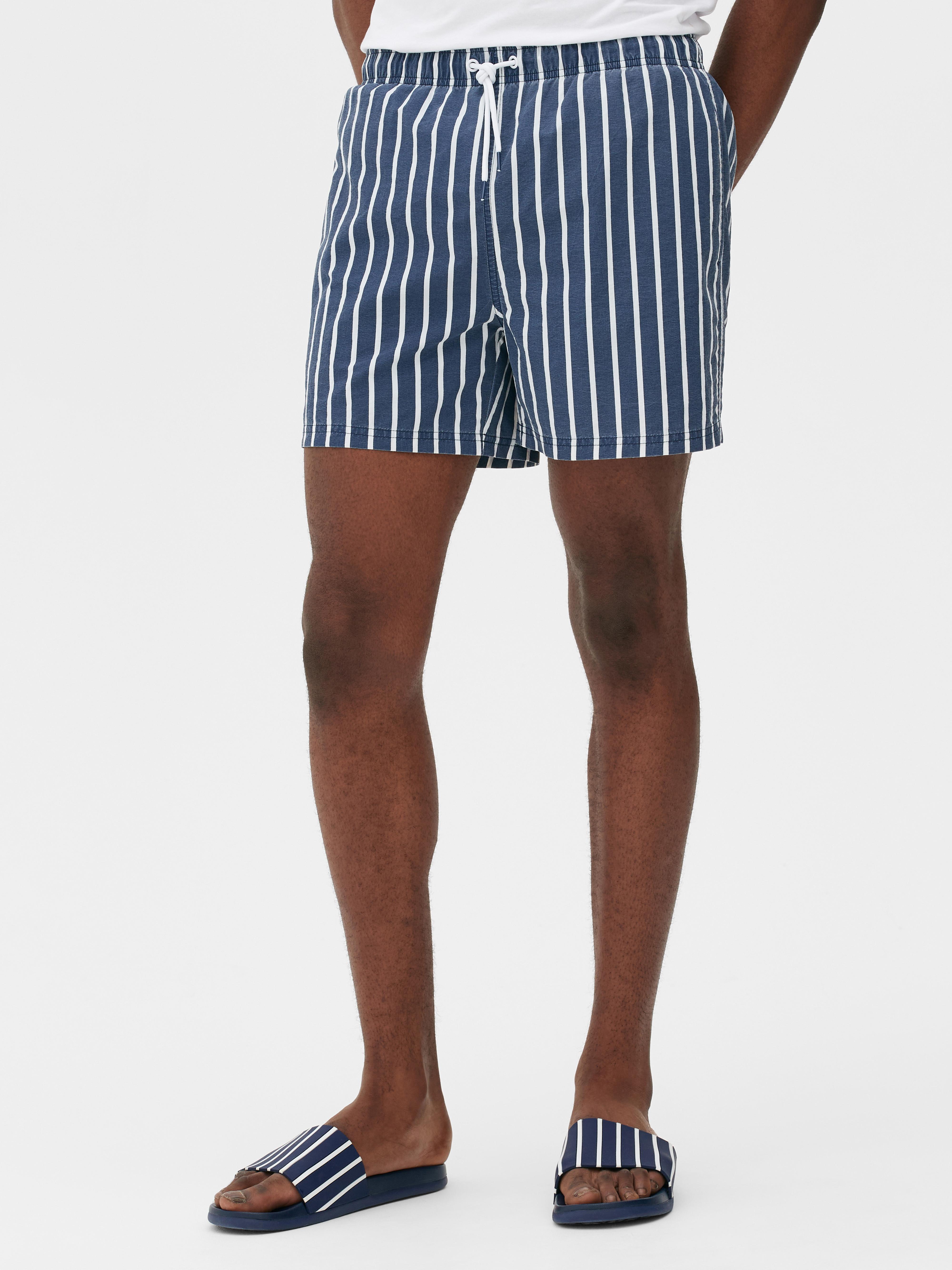 Washed striped swim shorts