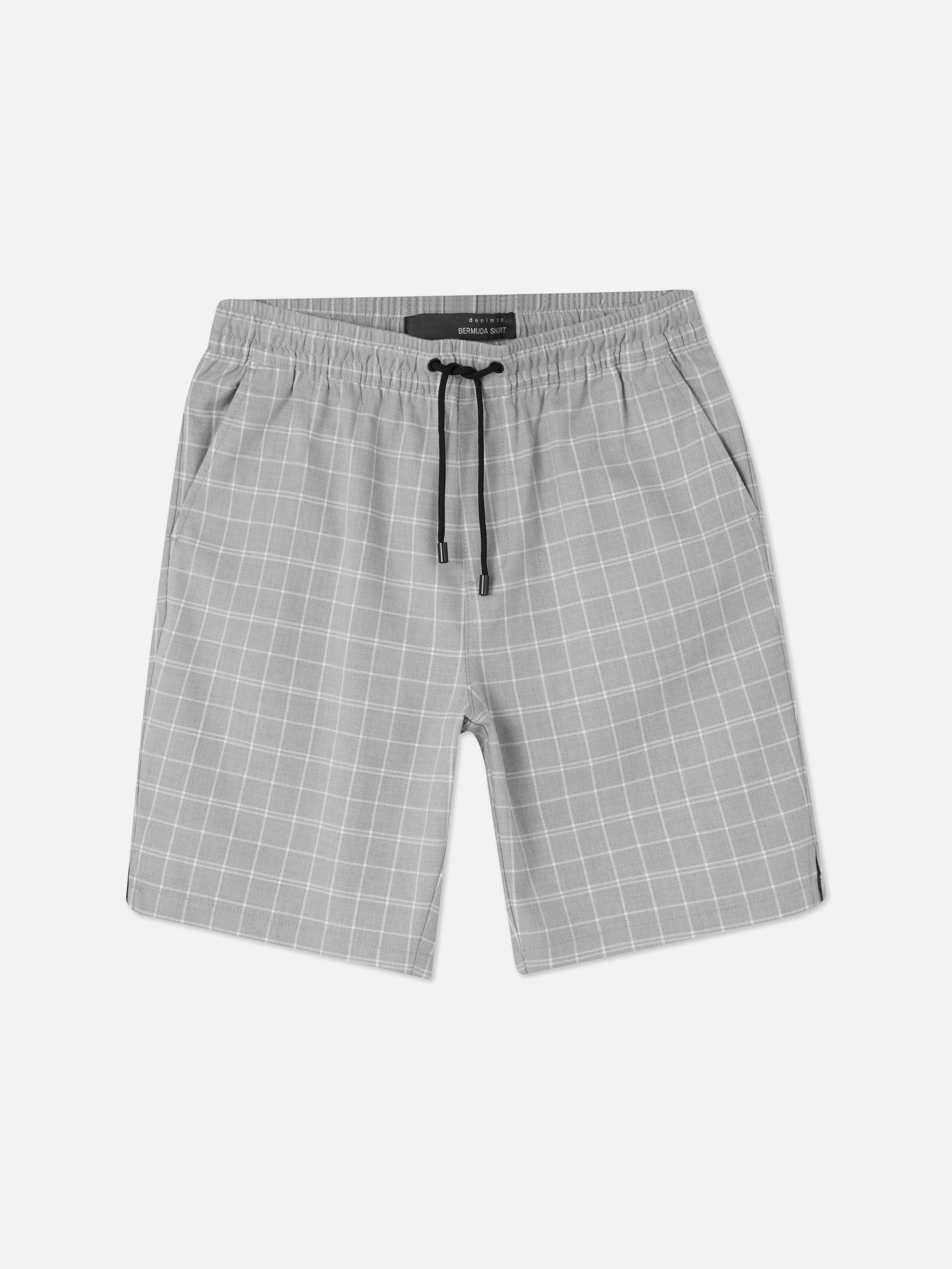 Drawstring Checked Bermuda Shorts