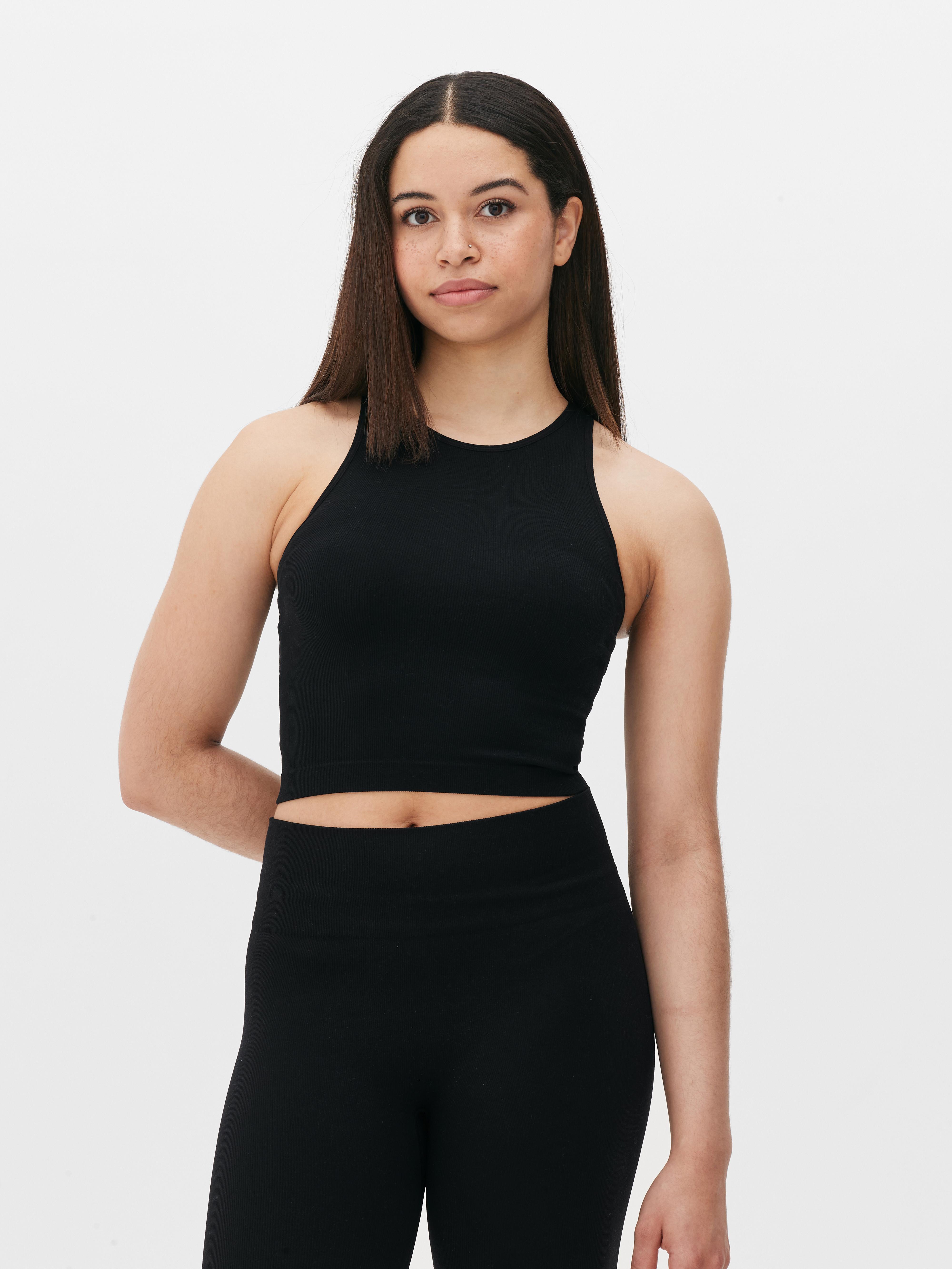Women's Black Racer Tank Top Primark