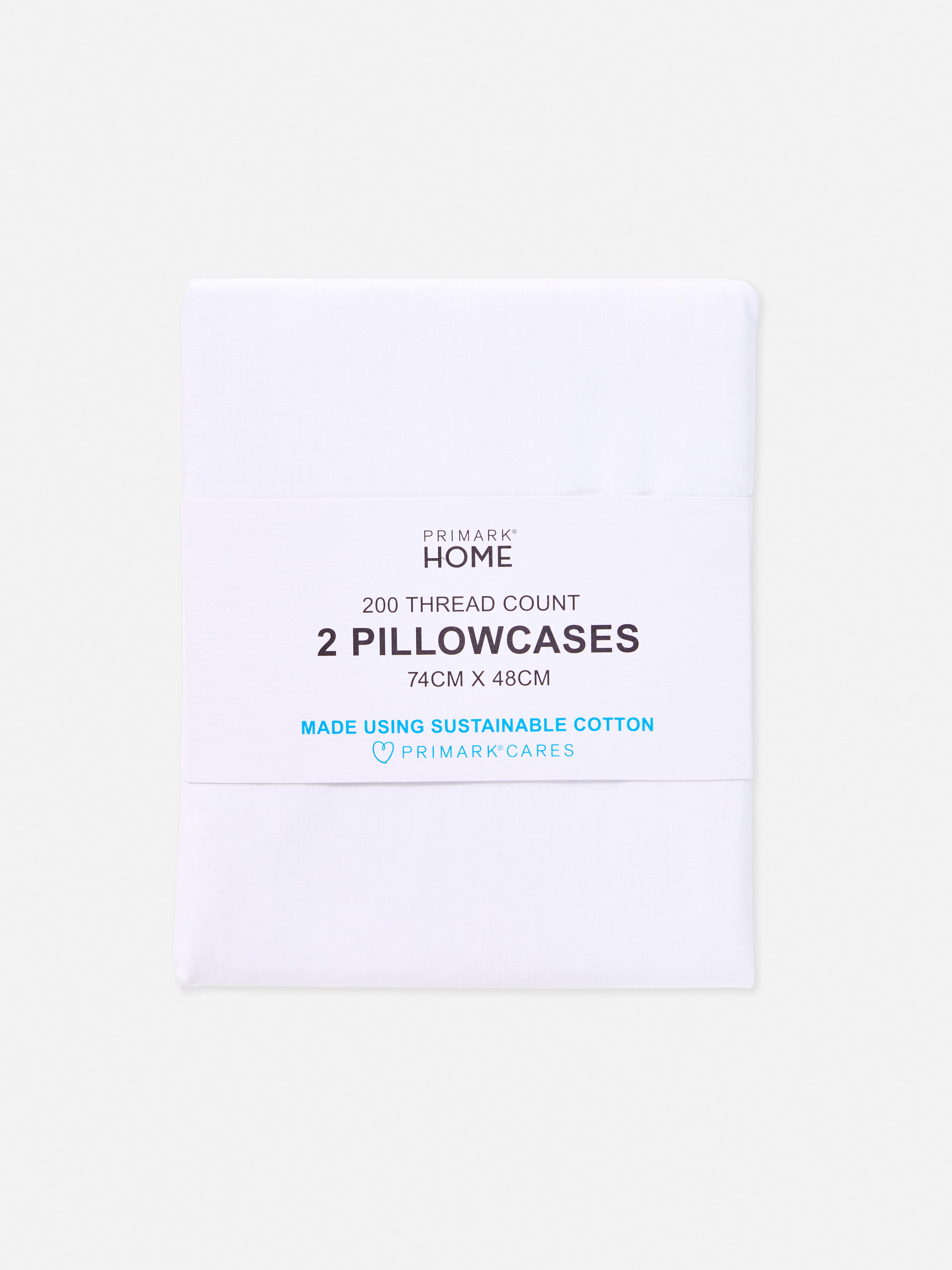 White 2pk 200 Thread Count Pillowcases Primark