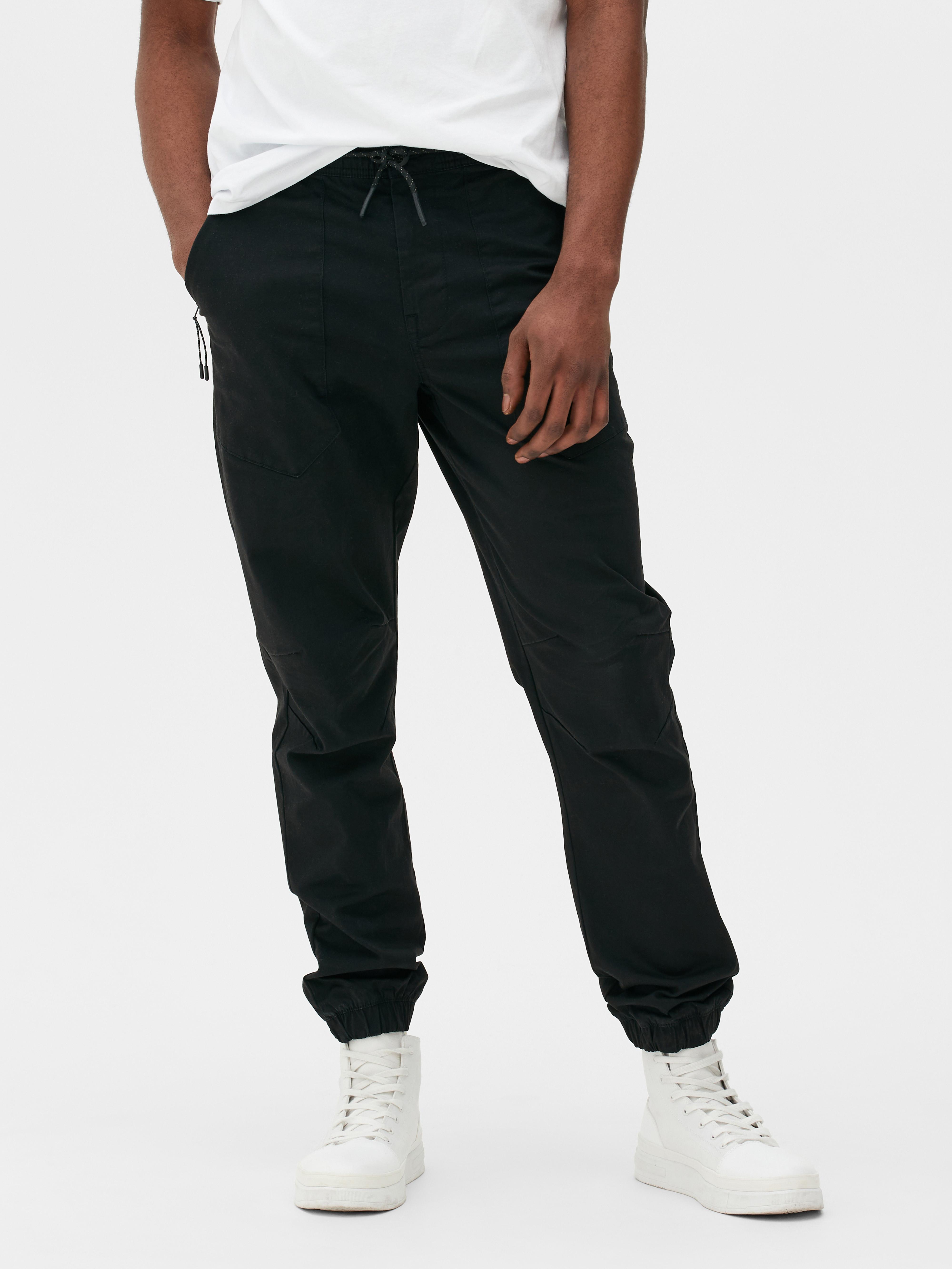 Mens Black Drawstring Utility Joggers Primark