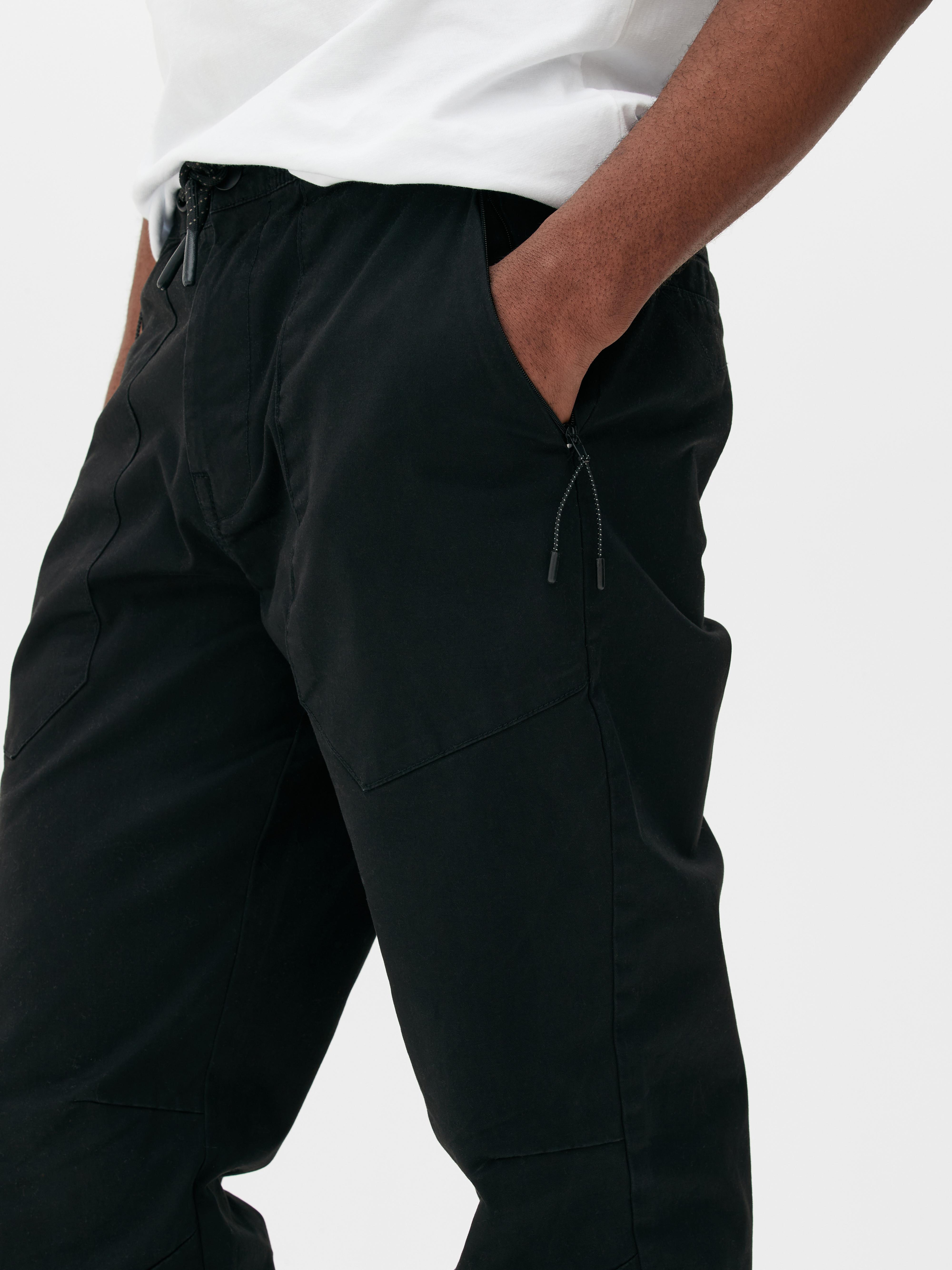 Mens Black Drawstring Utility Joggers Primark