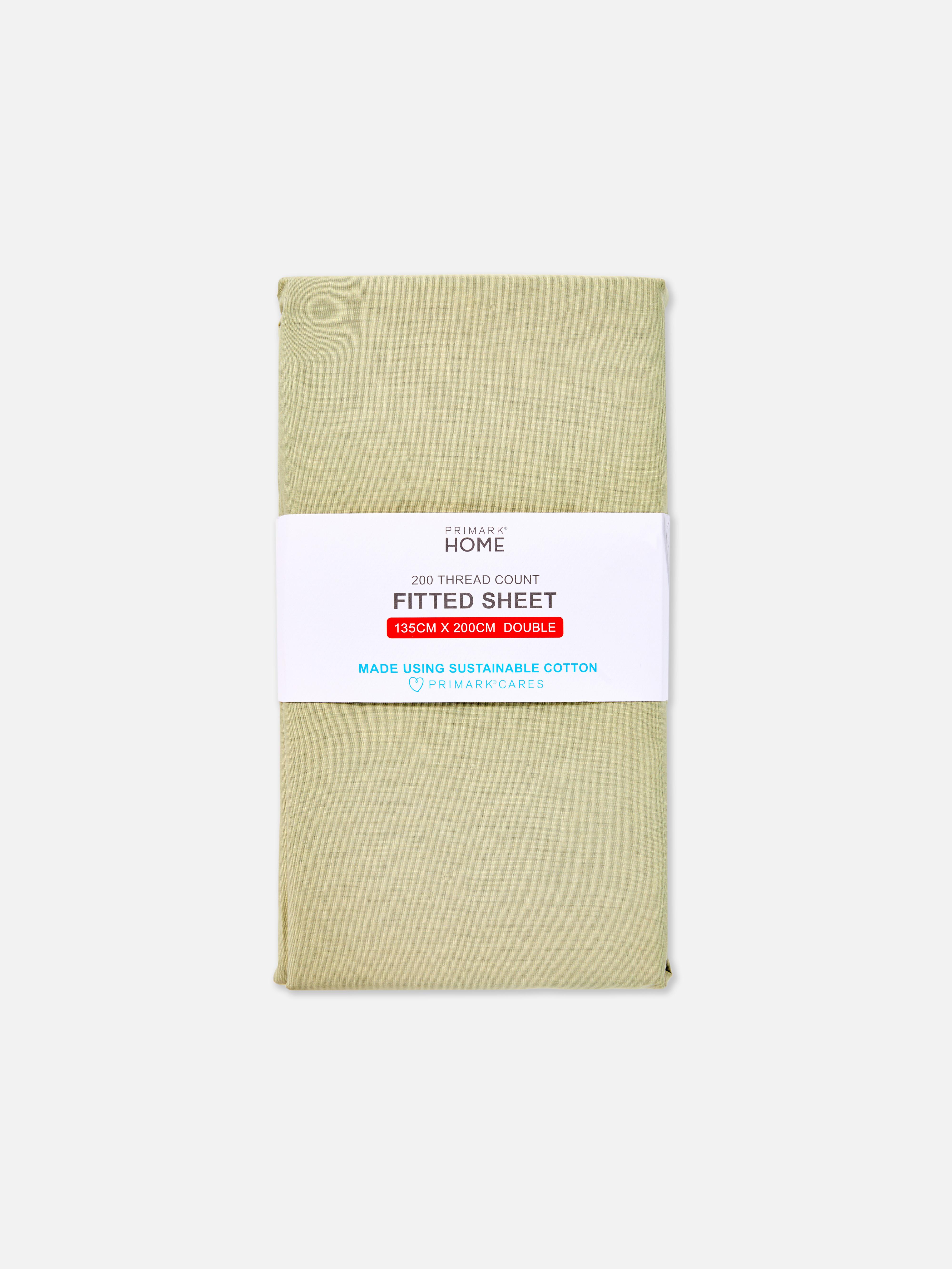 Light Green Cotton Double Fitted Sheet | Primark
