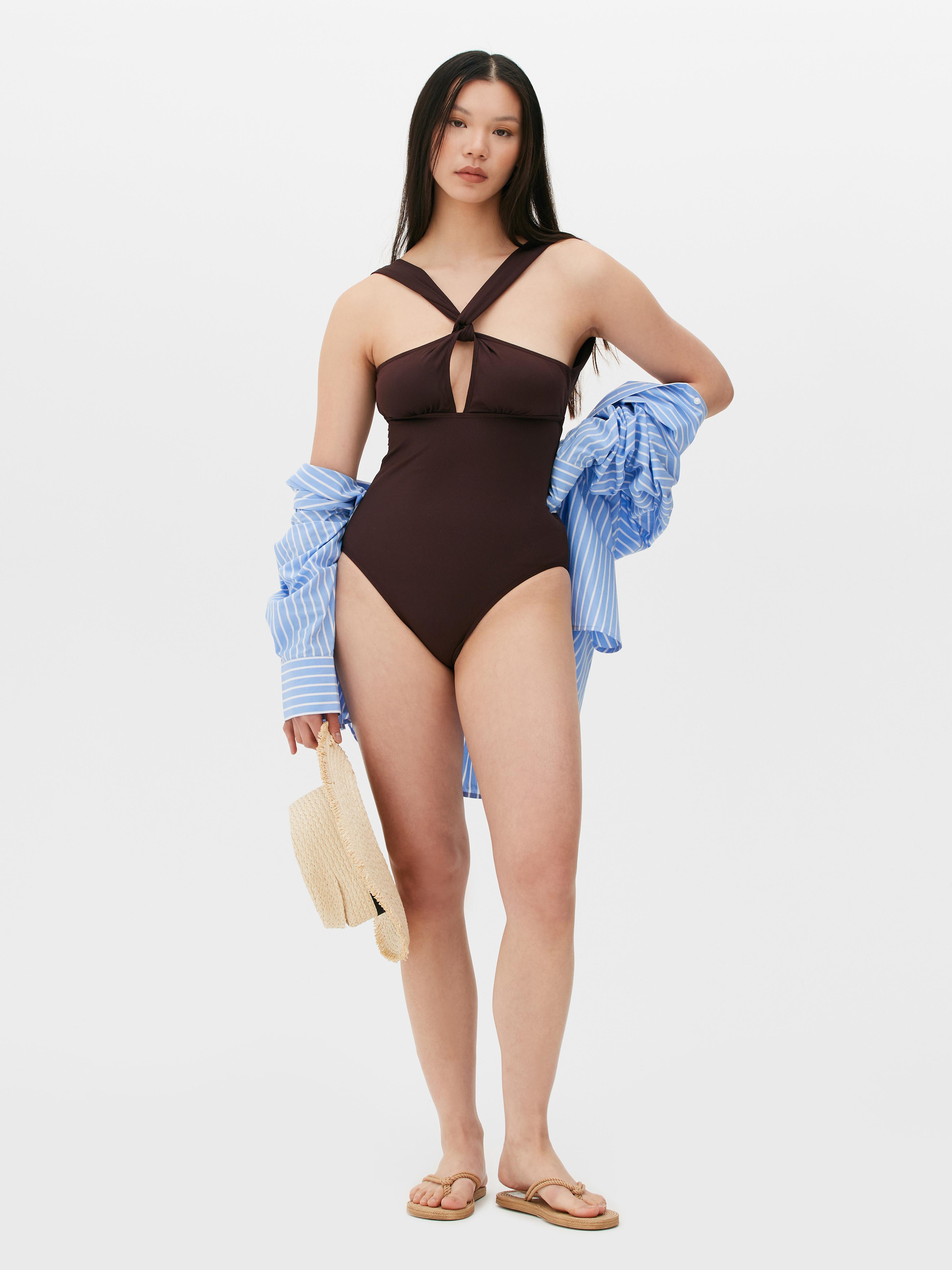 Knot Front Keyhole Swimsuit