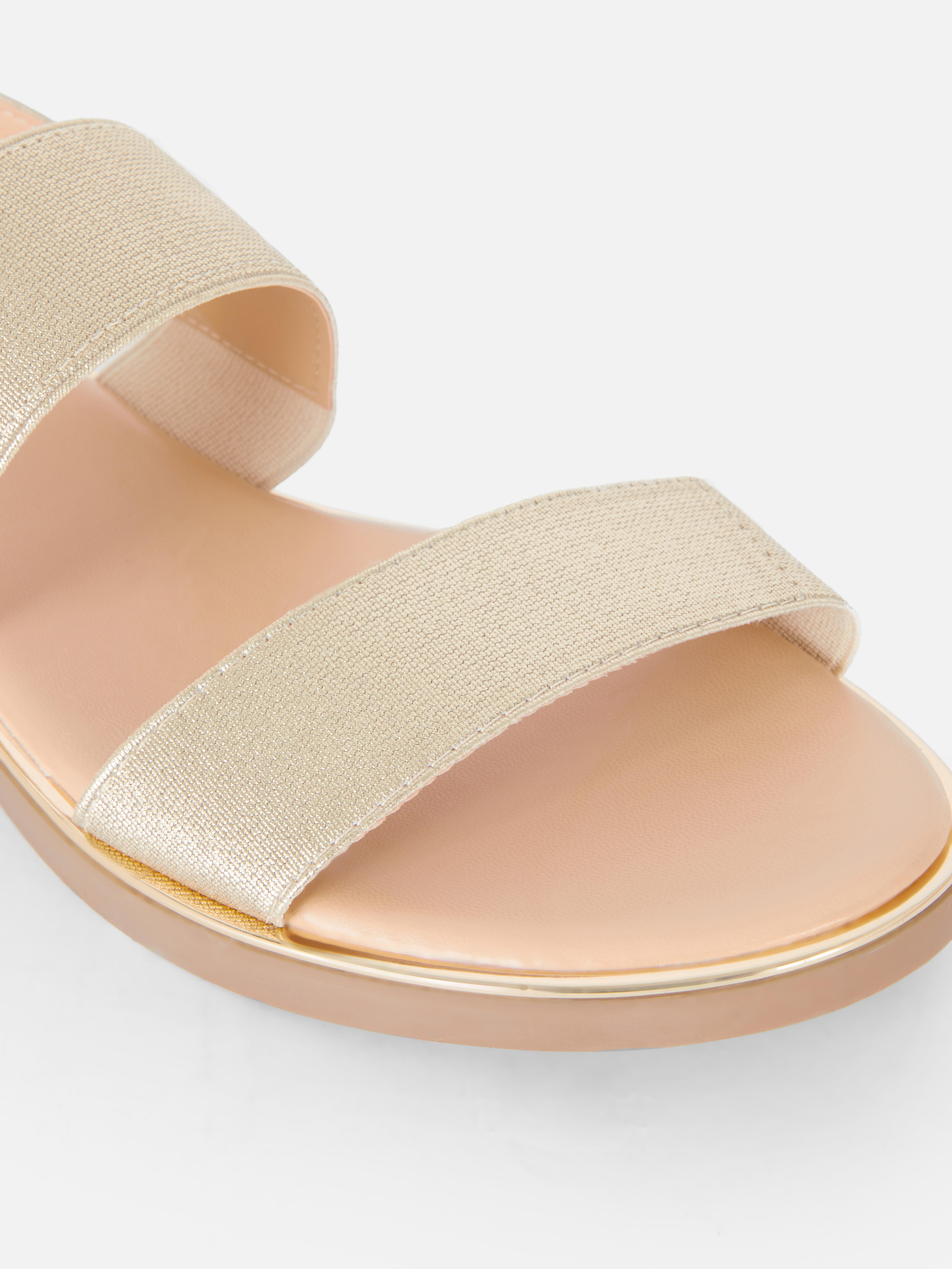 Flat Elasticated Two Strap Sandals