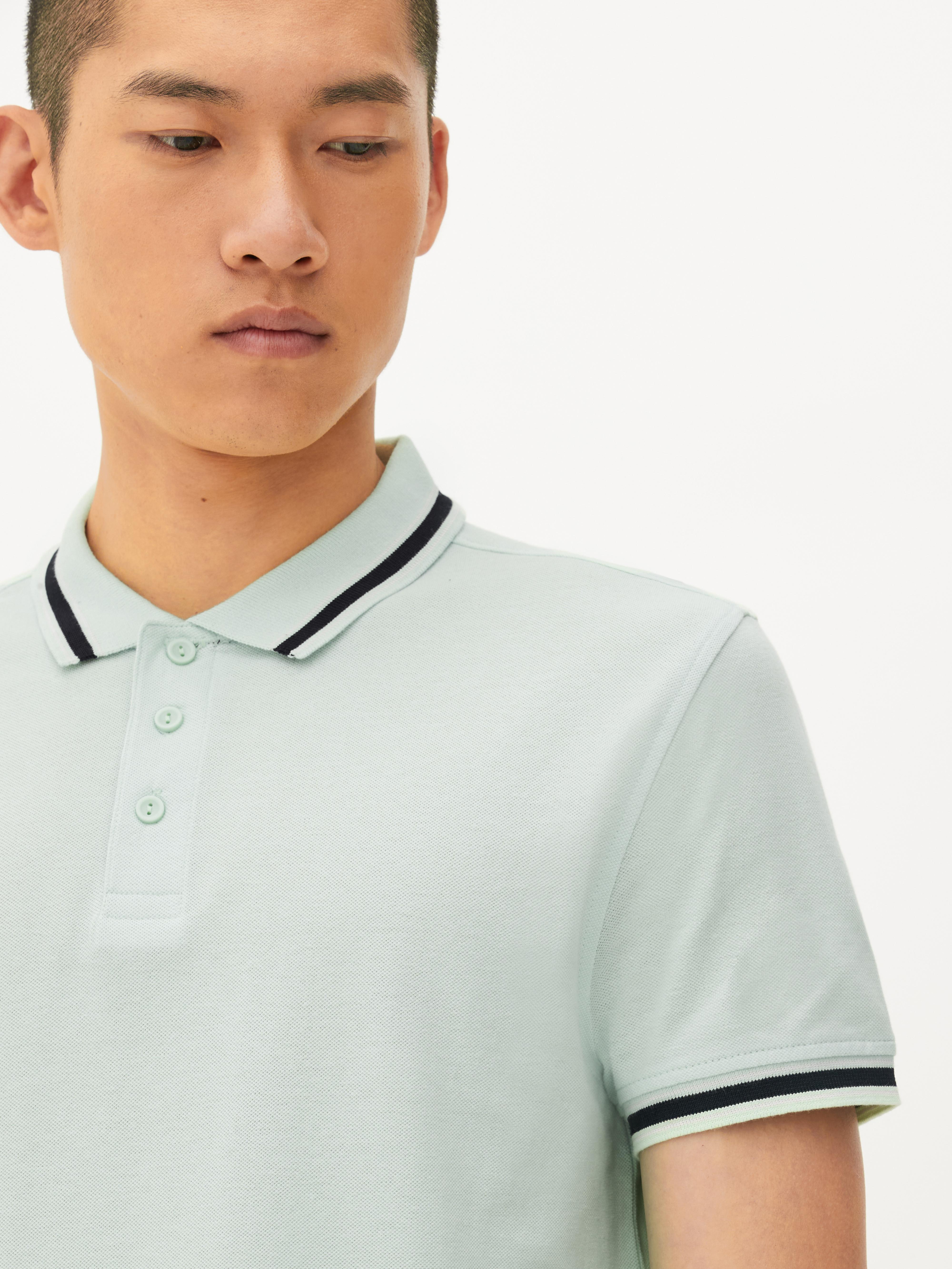 Cotton Pique Button-up Polo Shirt