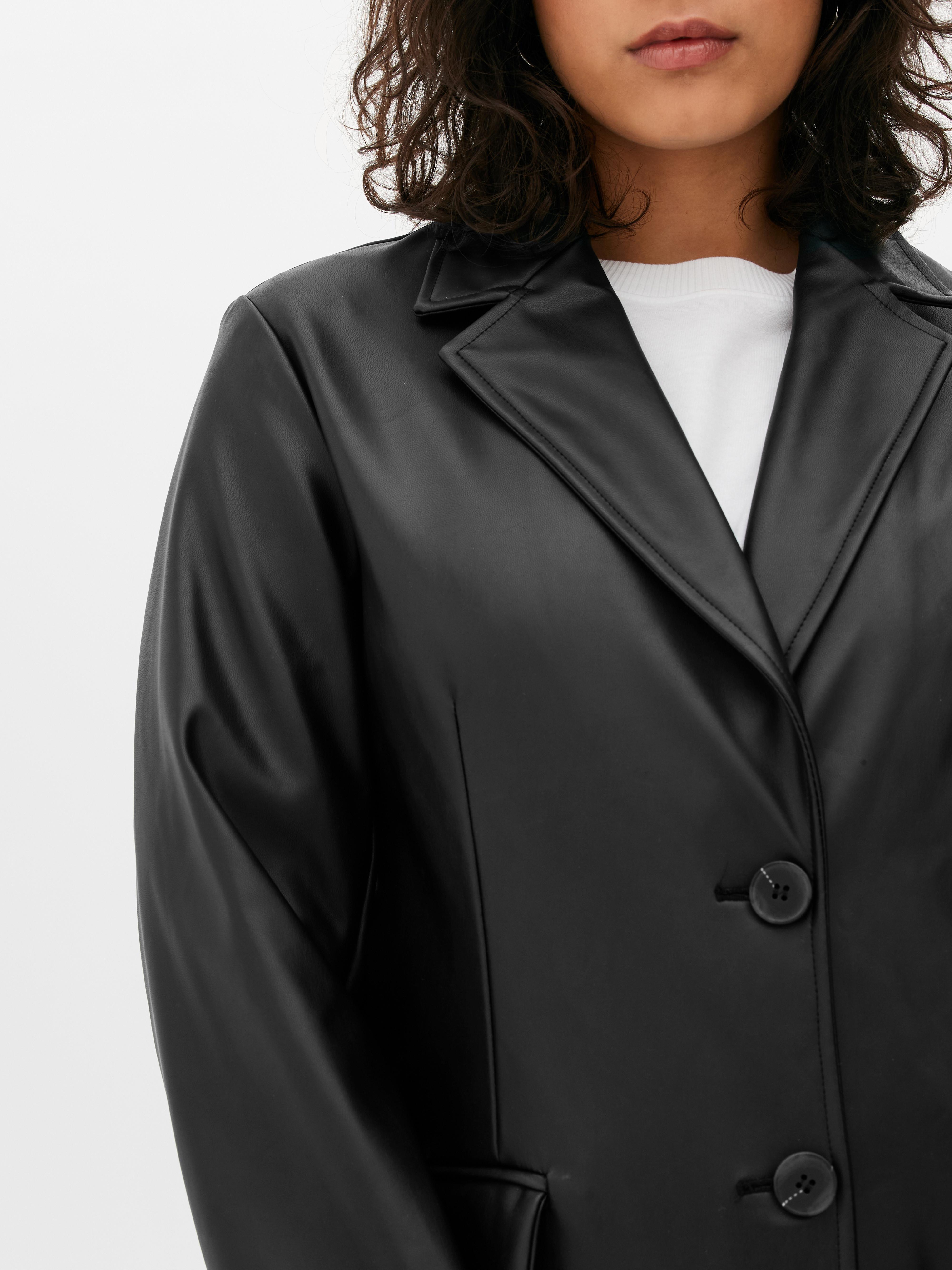 primark black leather blazer