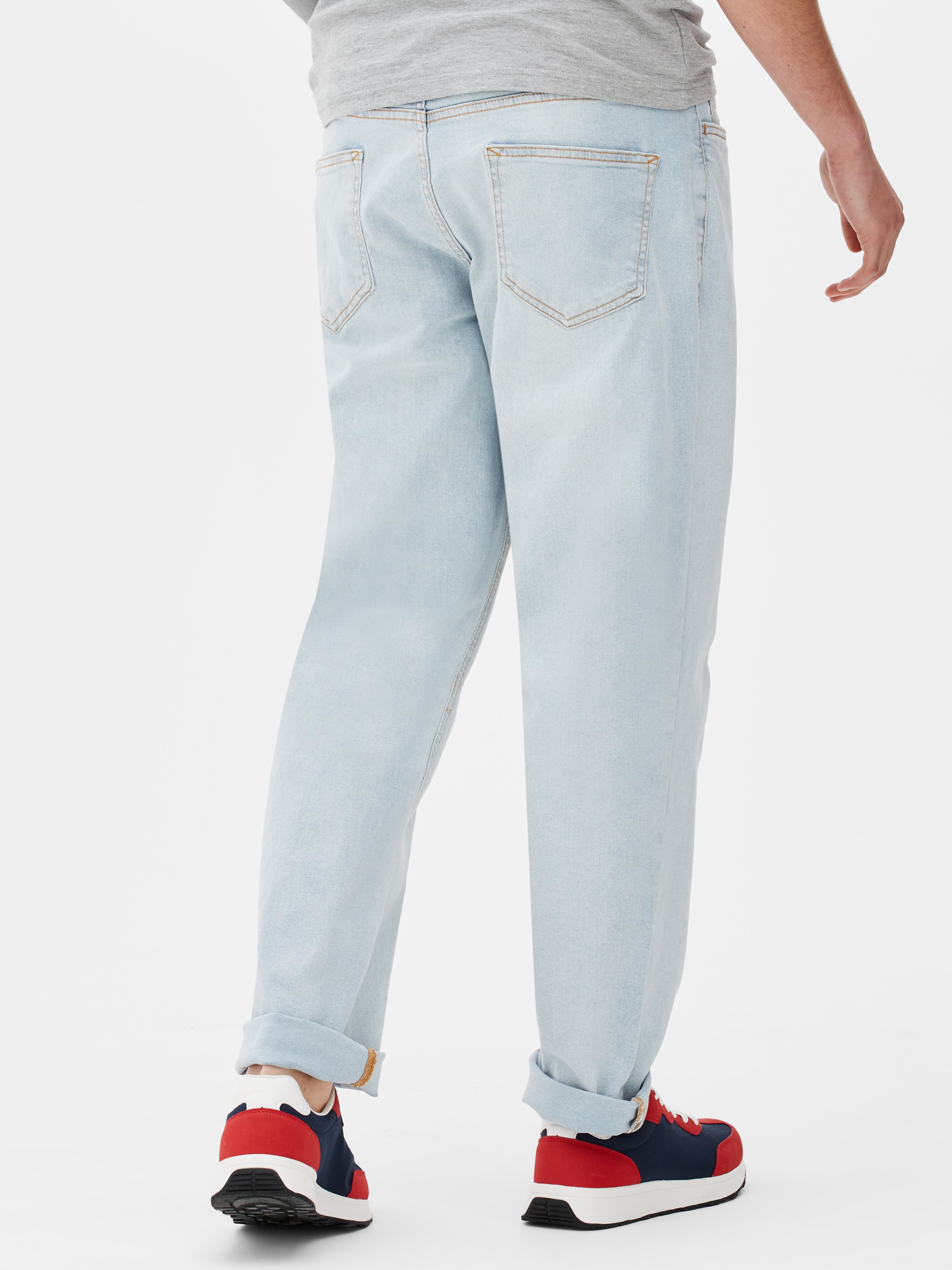 Mens Bright Blue Relaxed Straight Leg Jeans | Primark