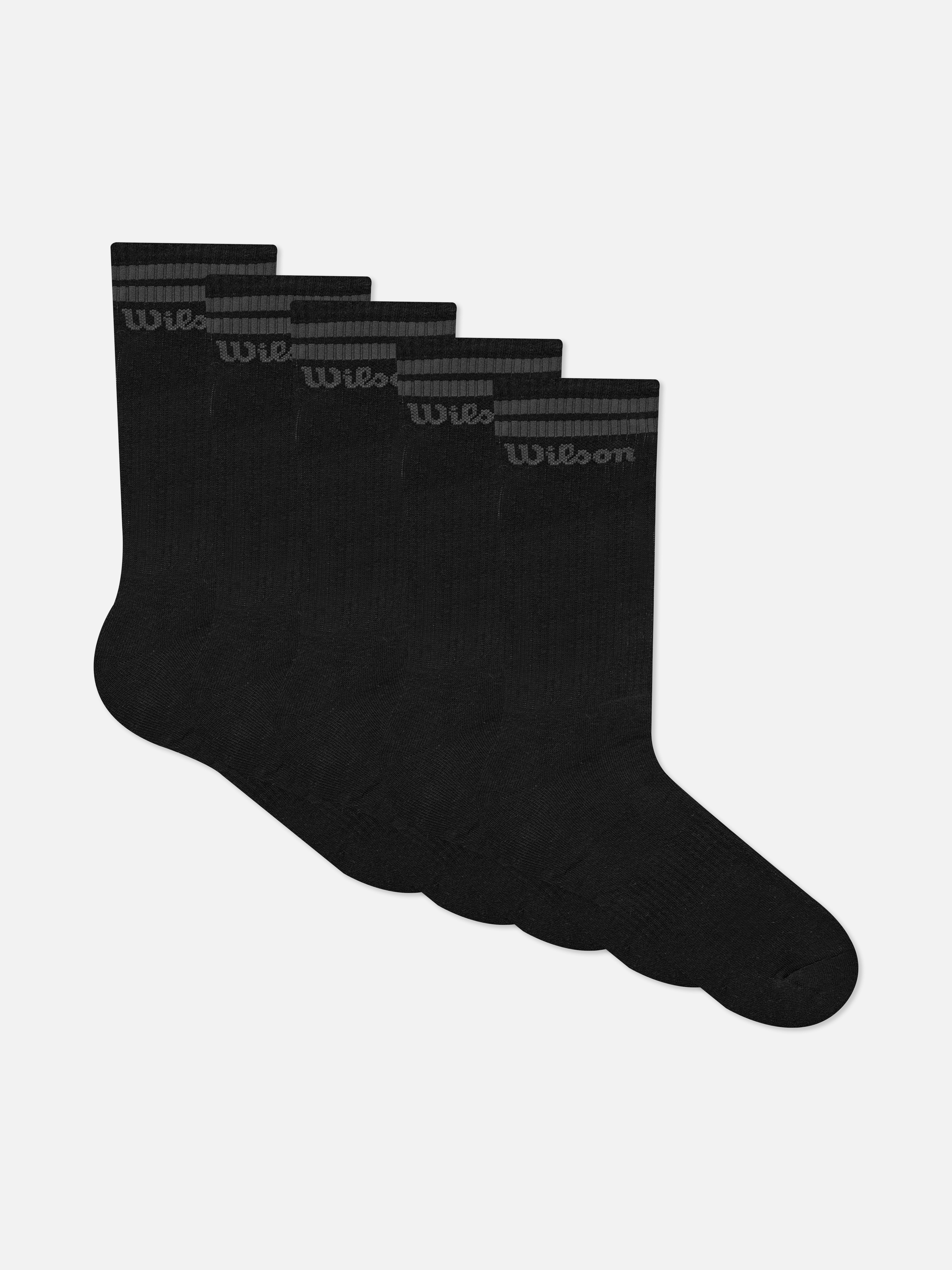 5pk Wilson Sports Crew Socks Black
