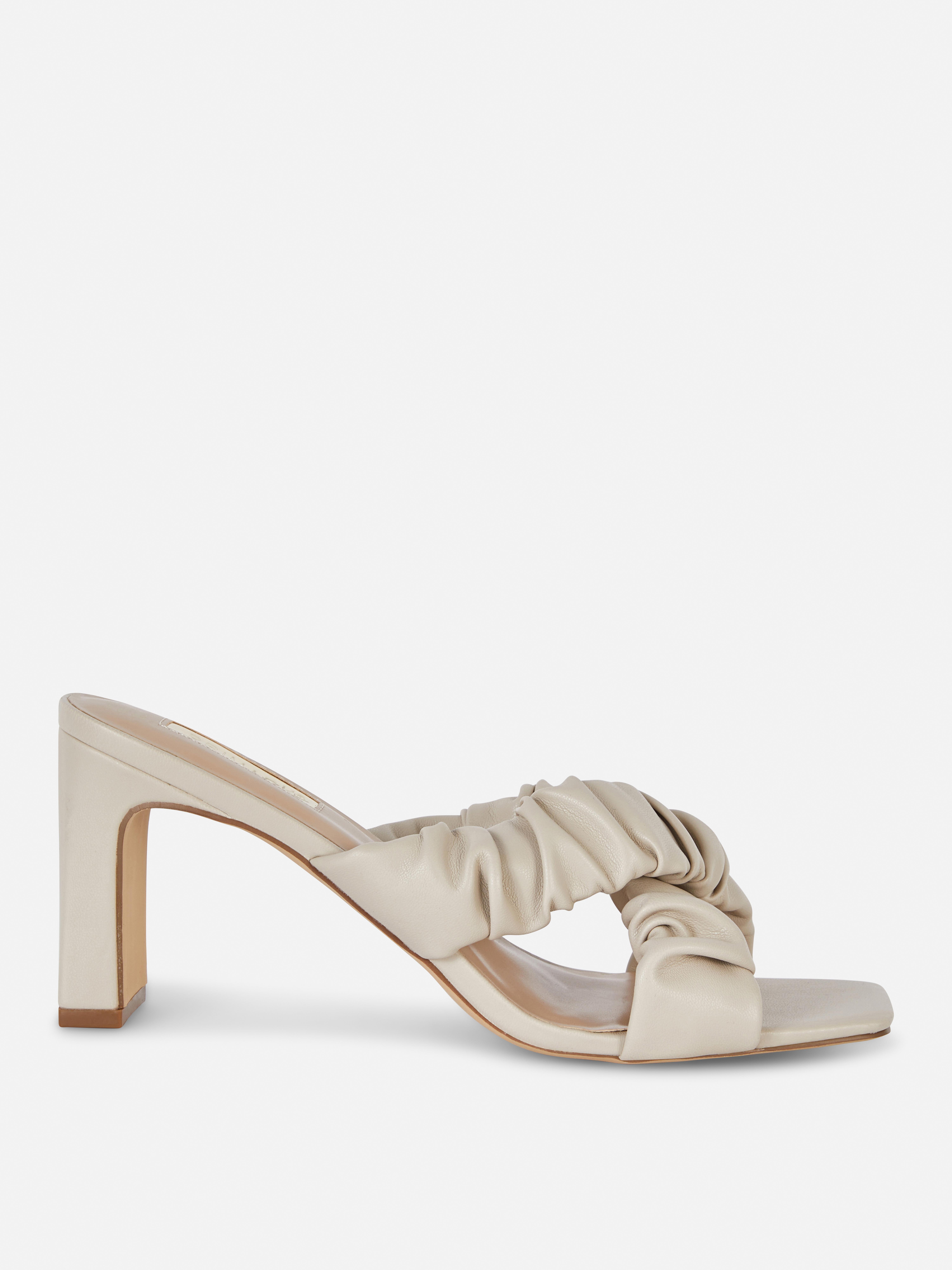 Crossed Ruched Strap Mules