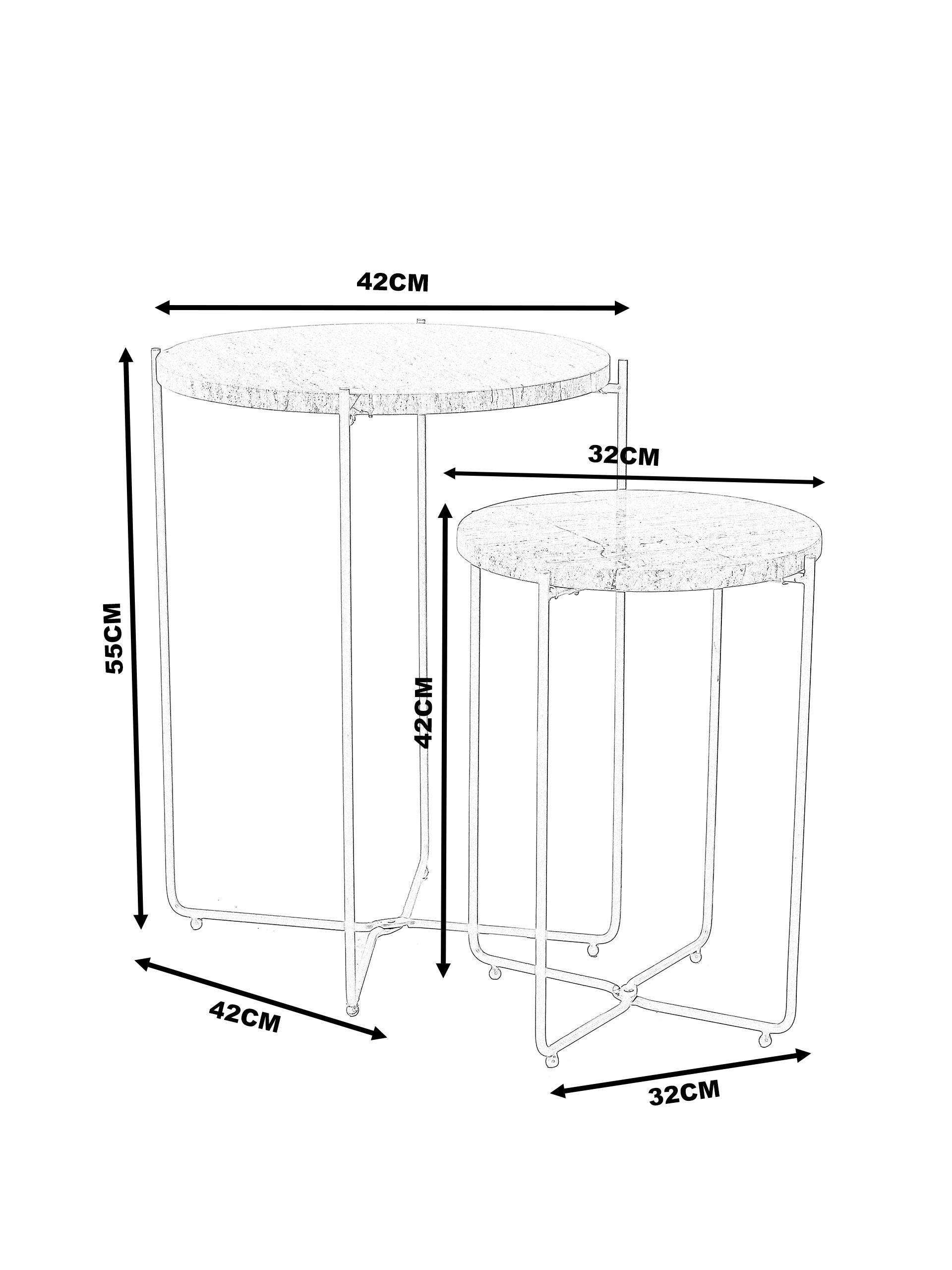 2 Tier Marble and Metal Side Table Set