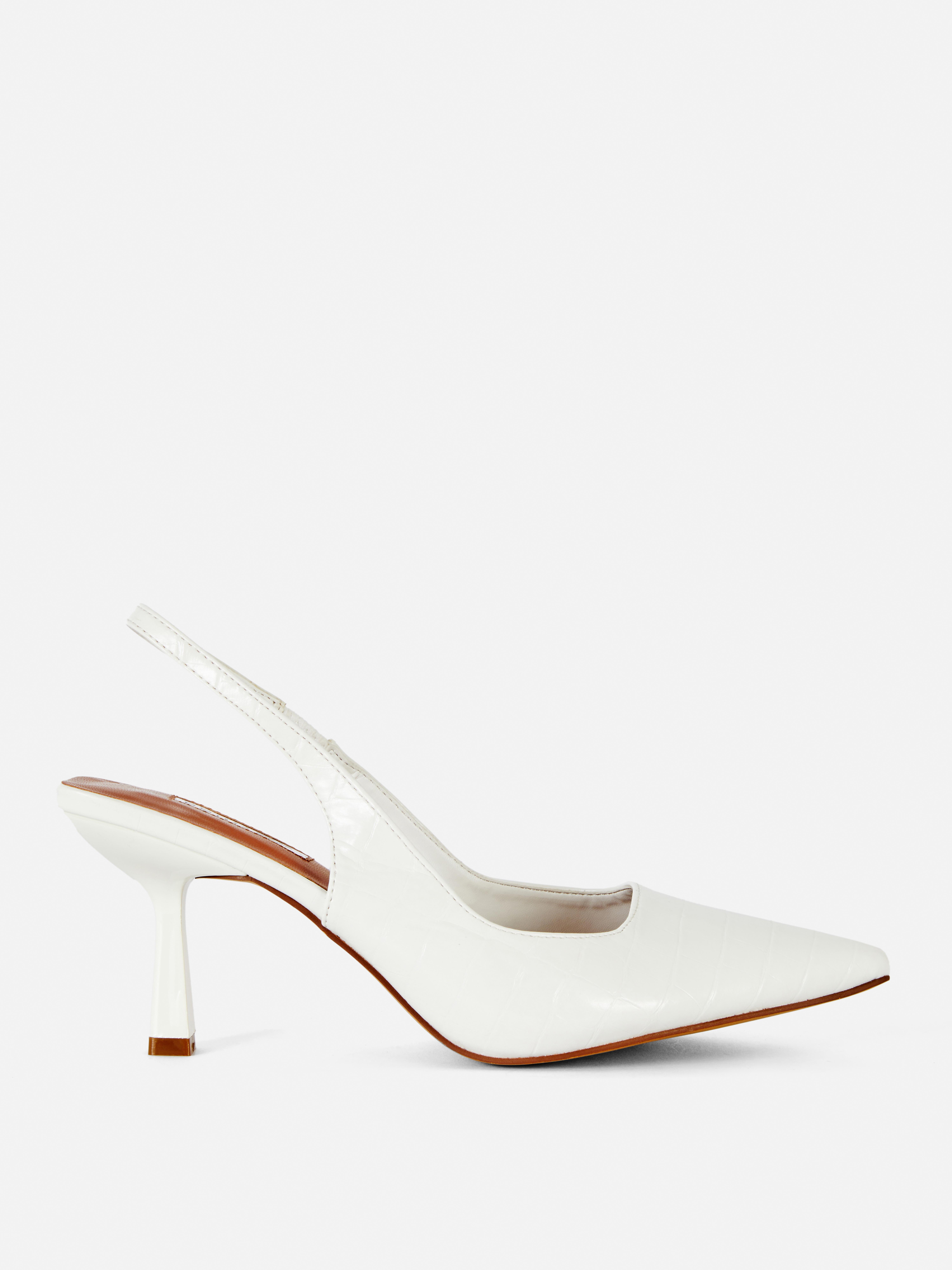 Slingback Court Mid-Heeled Shoes White