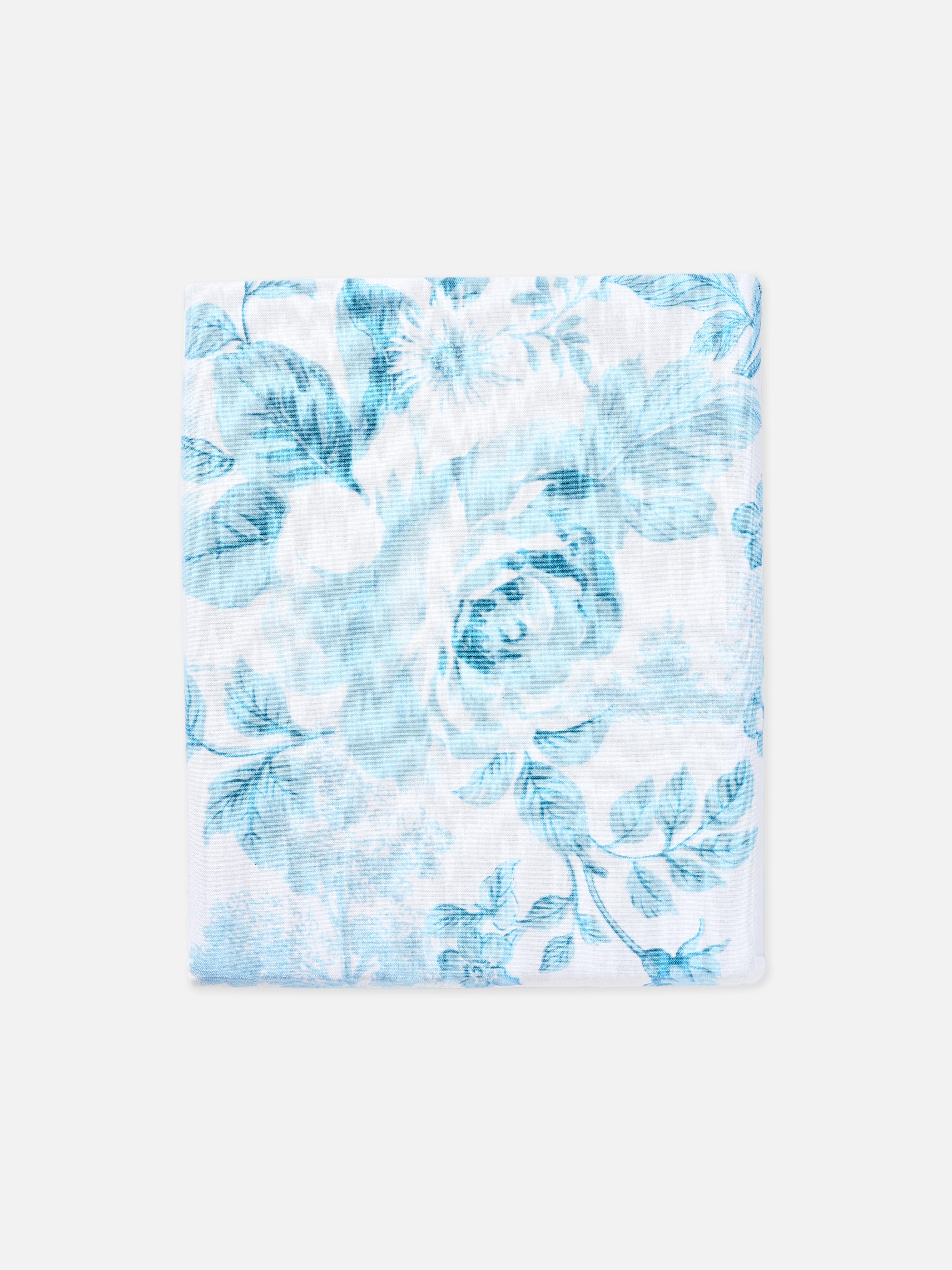 White And Blue Rose Print Double Duvet Set