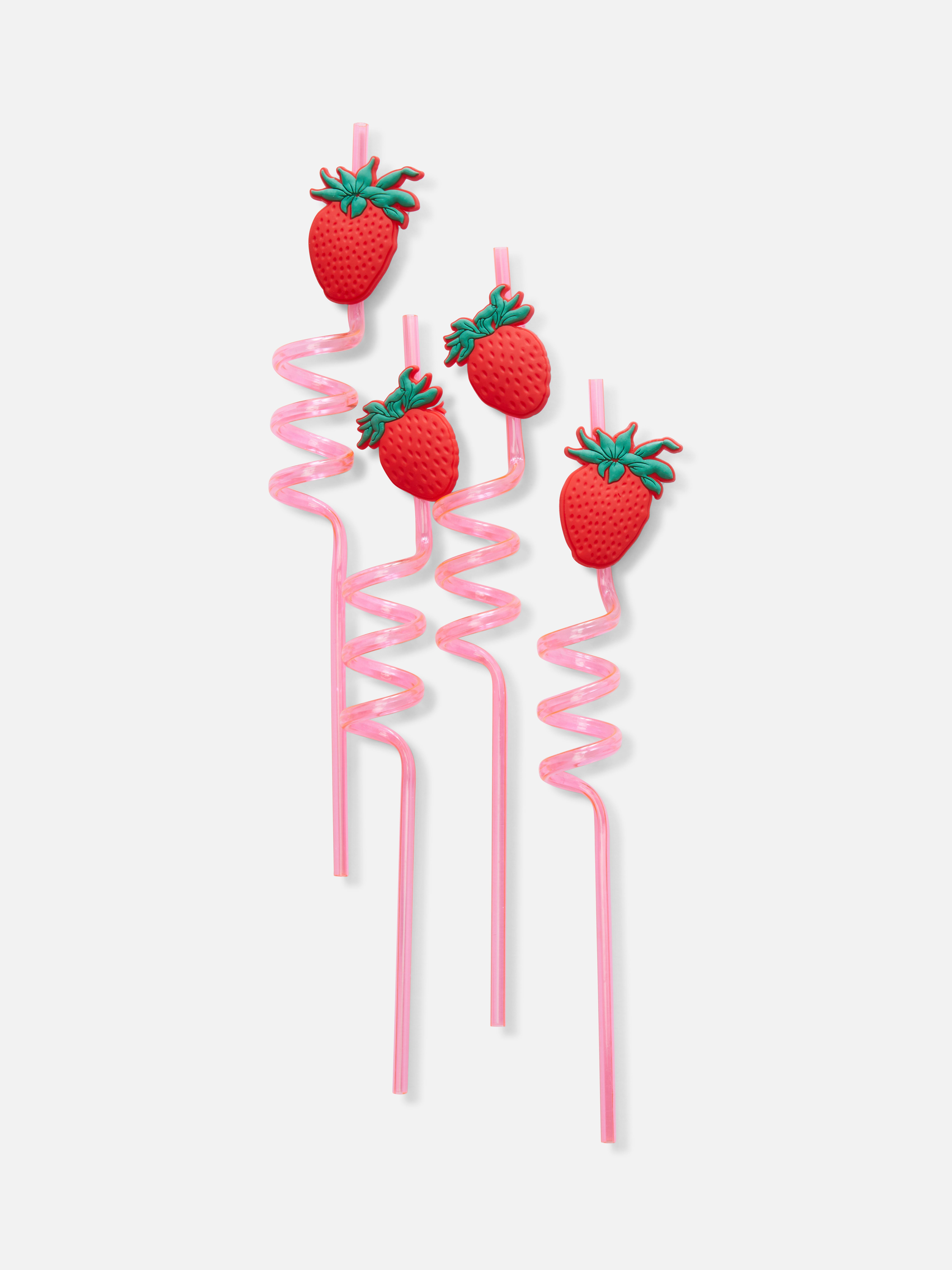 4pk Strawberry Spiral Straws