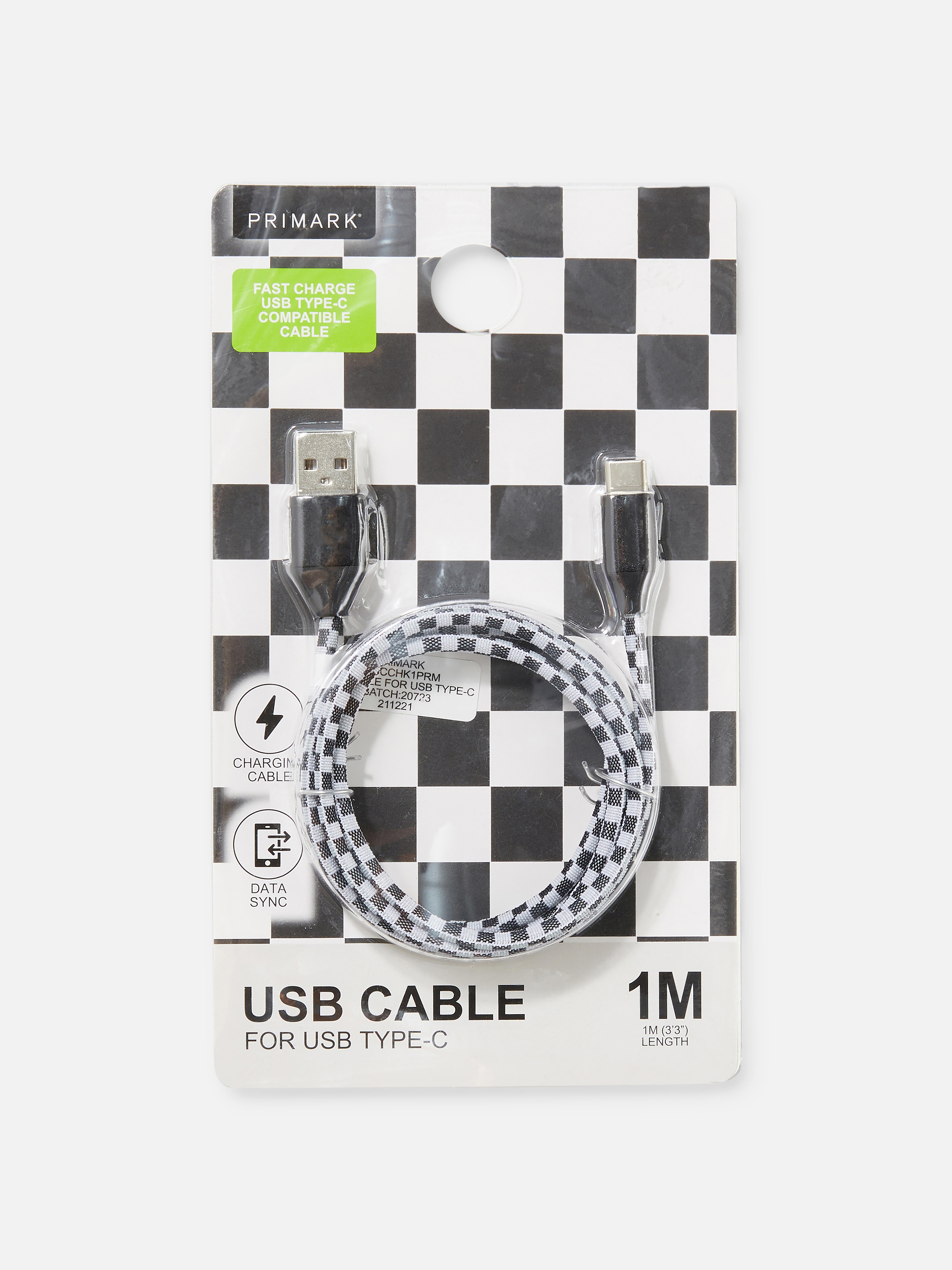 1m Checkered USB Type-C Cable