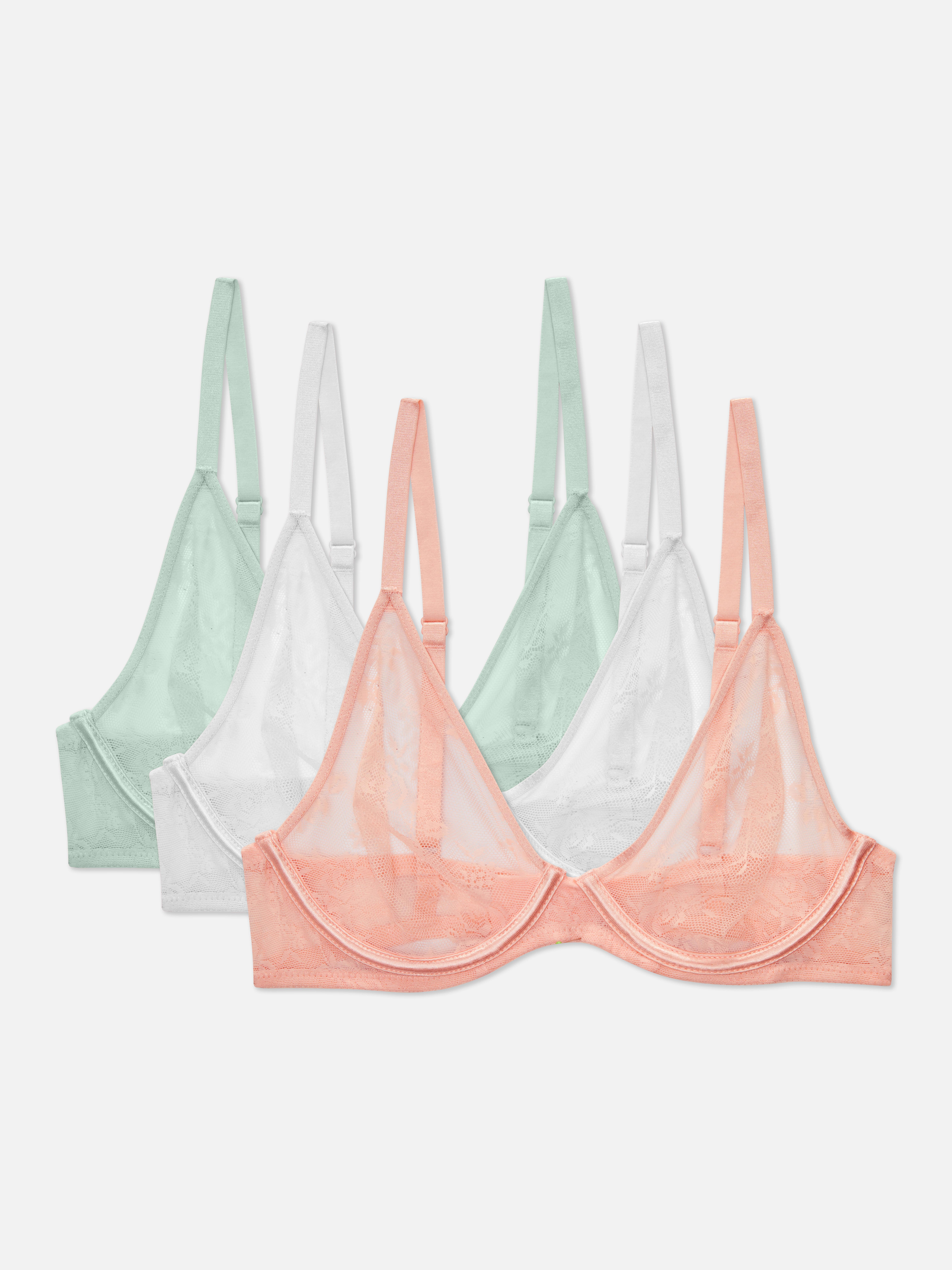 3pk Non-padded Lace Plunge Bras