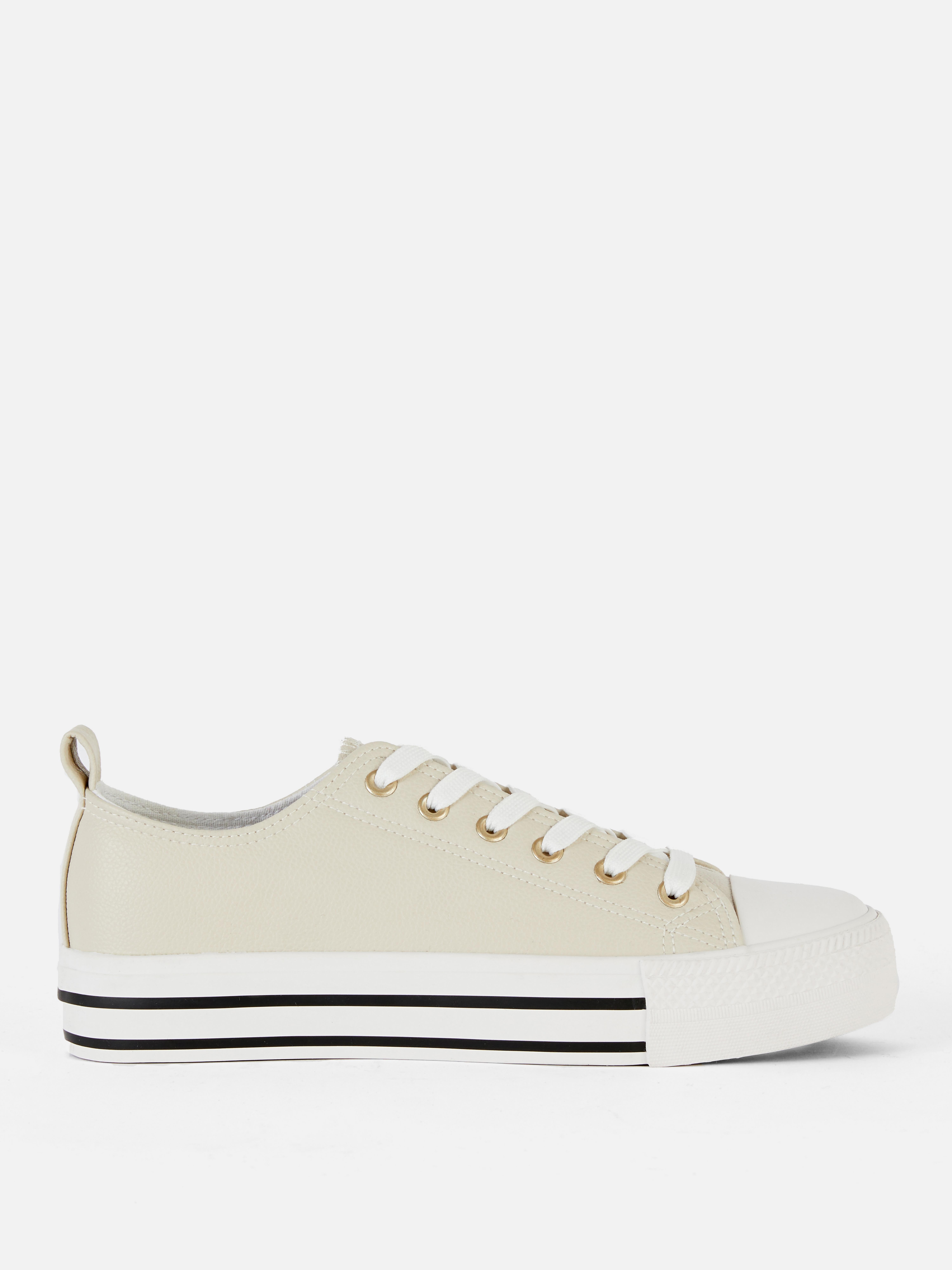 Faux Leather Flatform Trainers