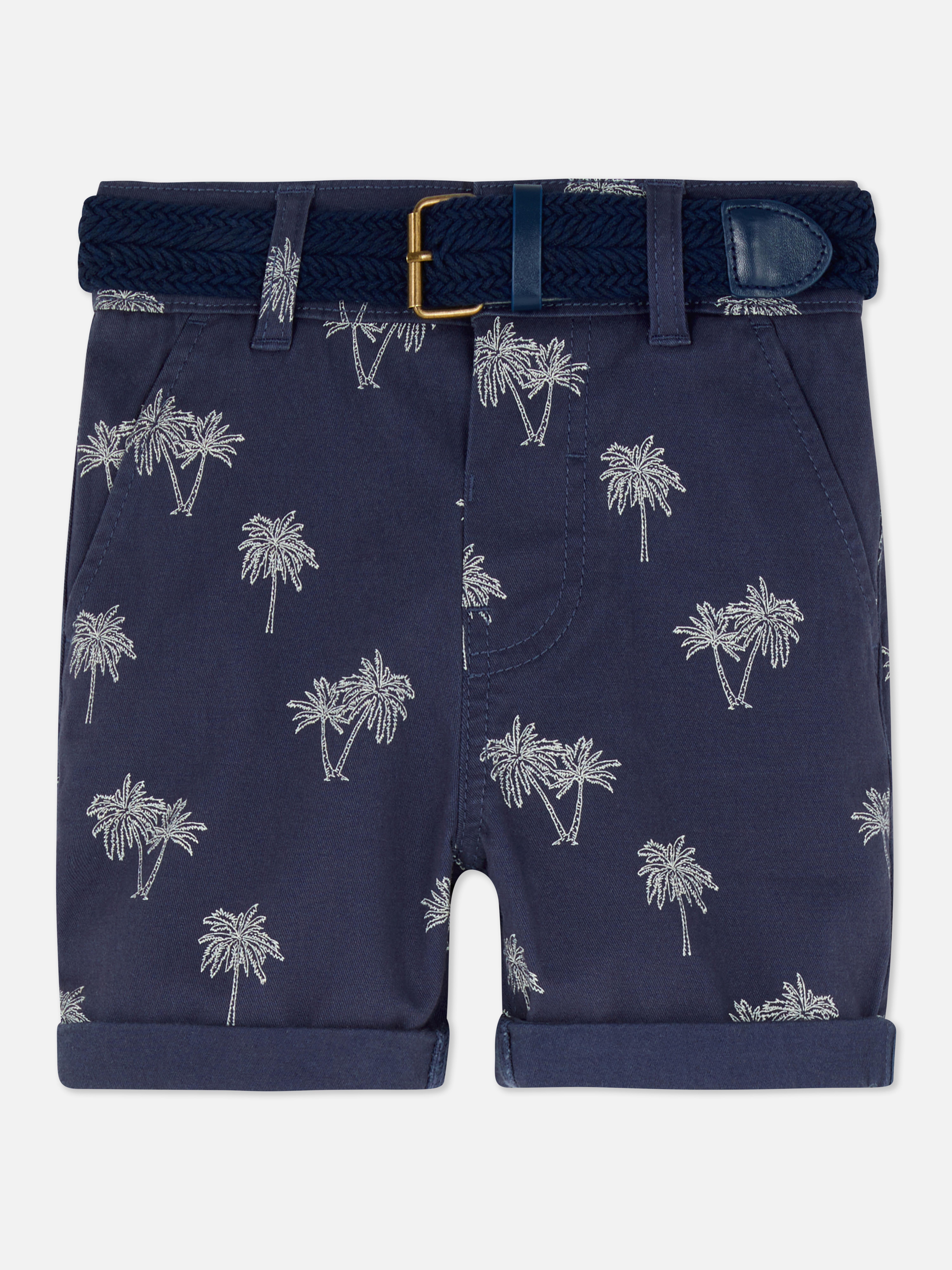 Belted Palm Tree Chino Shorts