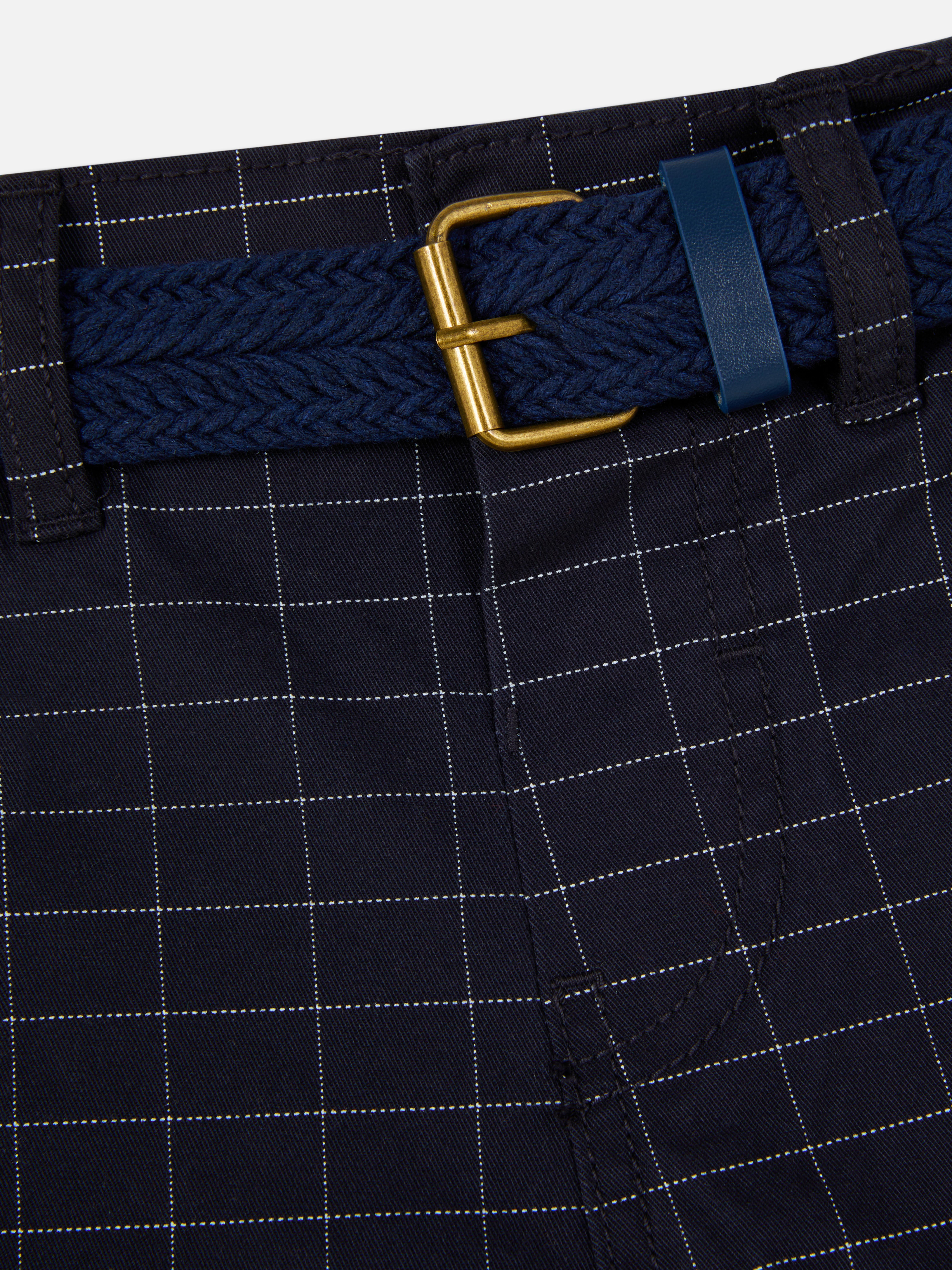 Belted Checked Chinos