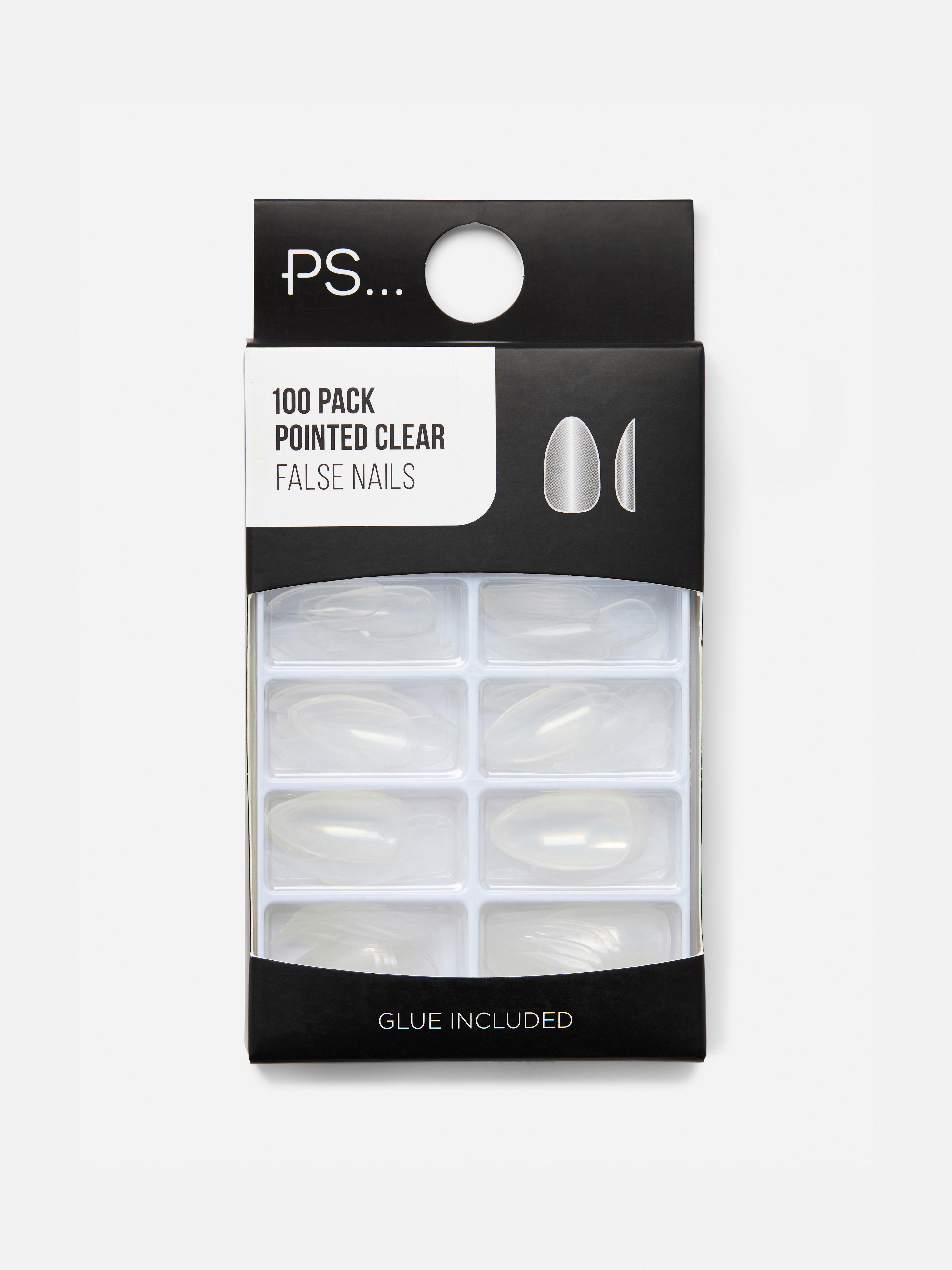 100pk PS... Clear Pointed False Nails