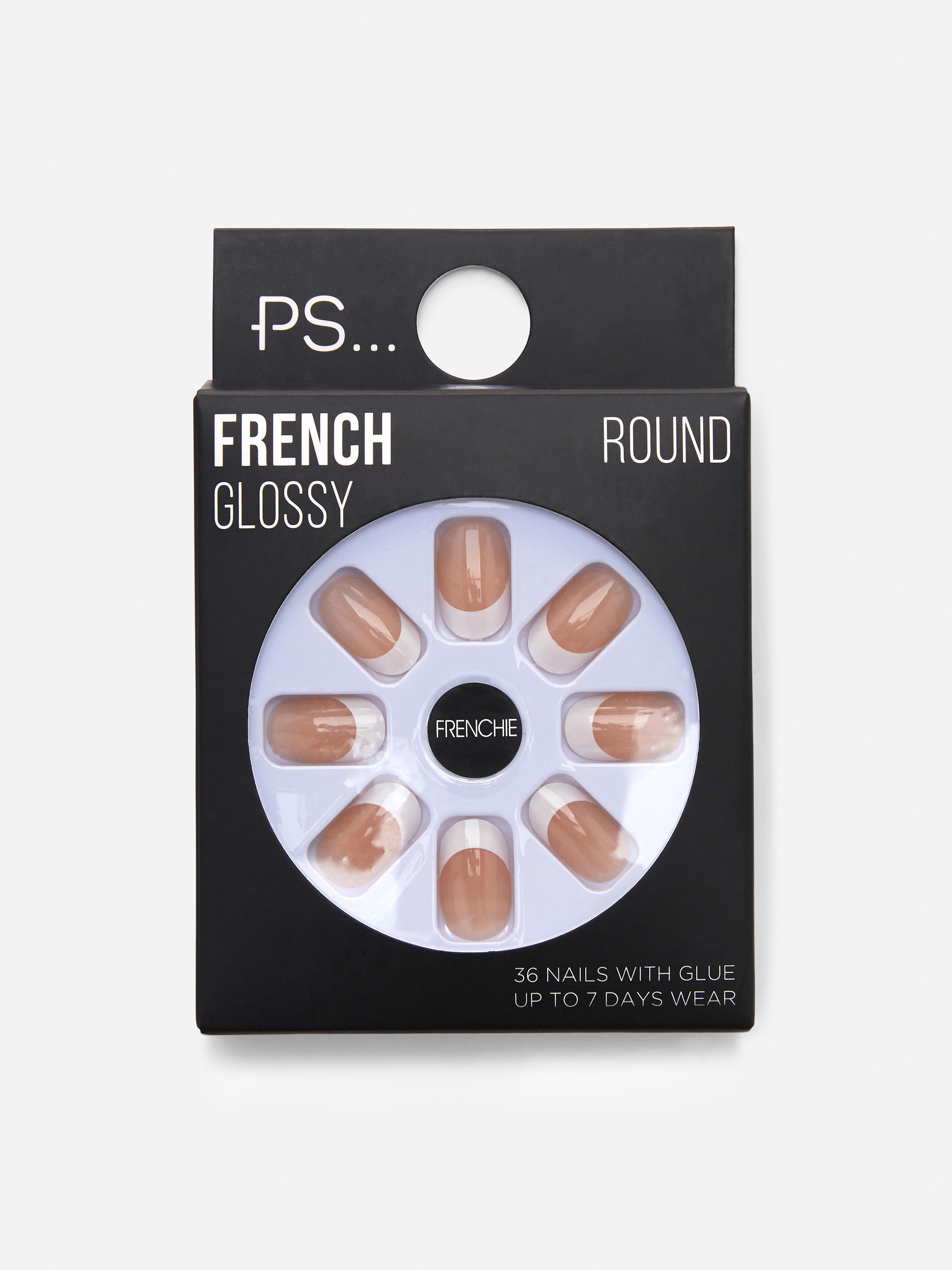 „PS…“, 36er-Pack Runde Kunstnägel im French-Stil