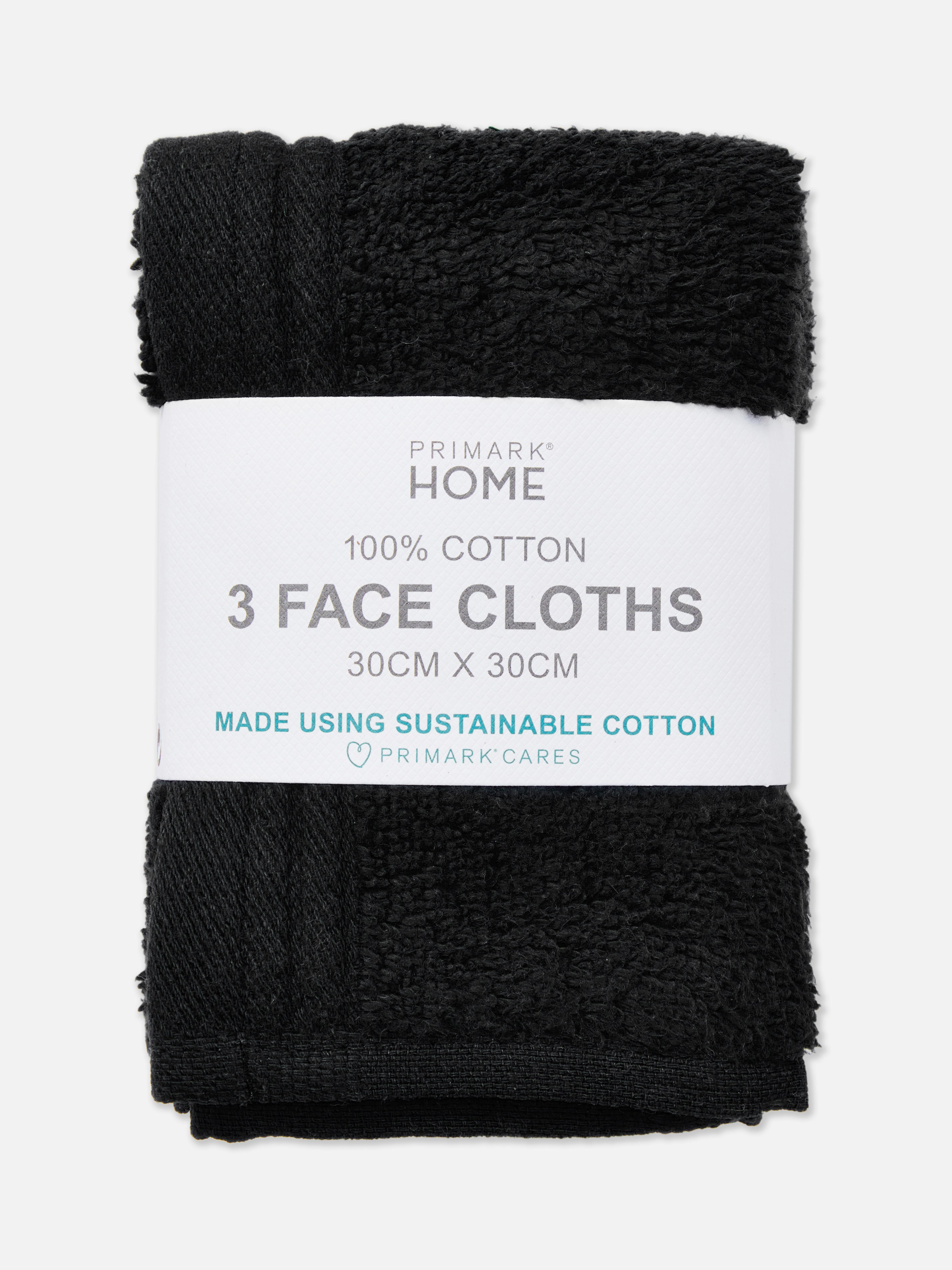 Pack de 3 toallas faciales ultrasuaves negras