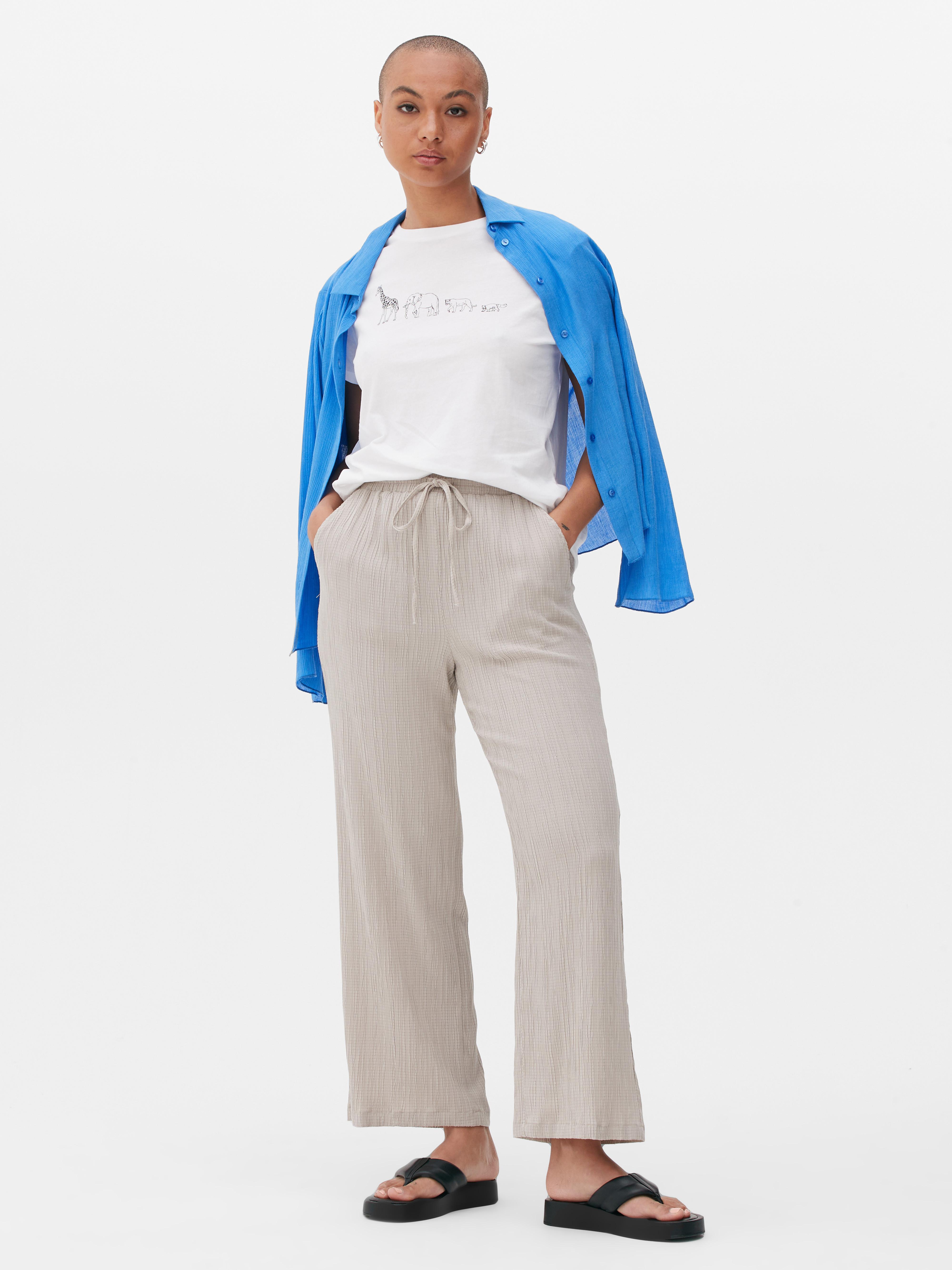 Cropped Drawstring Wide Leg Trousers