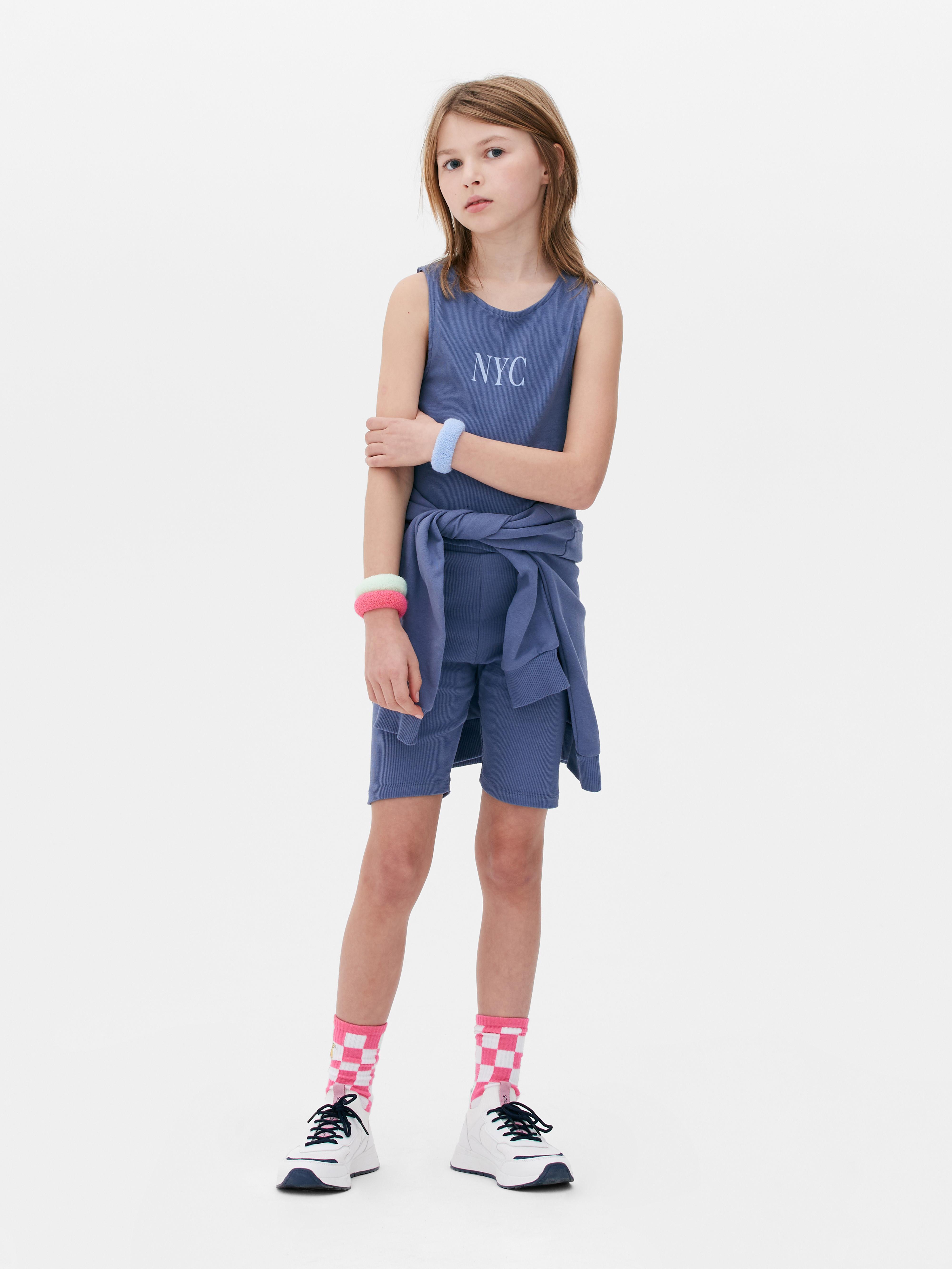 Matching NYC Vest And Cycling Shorts Set