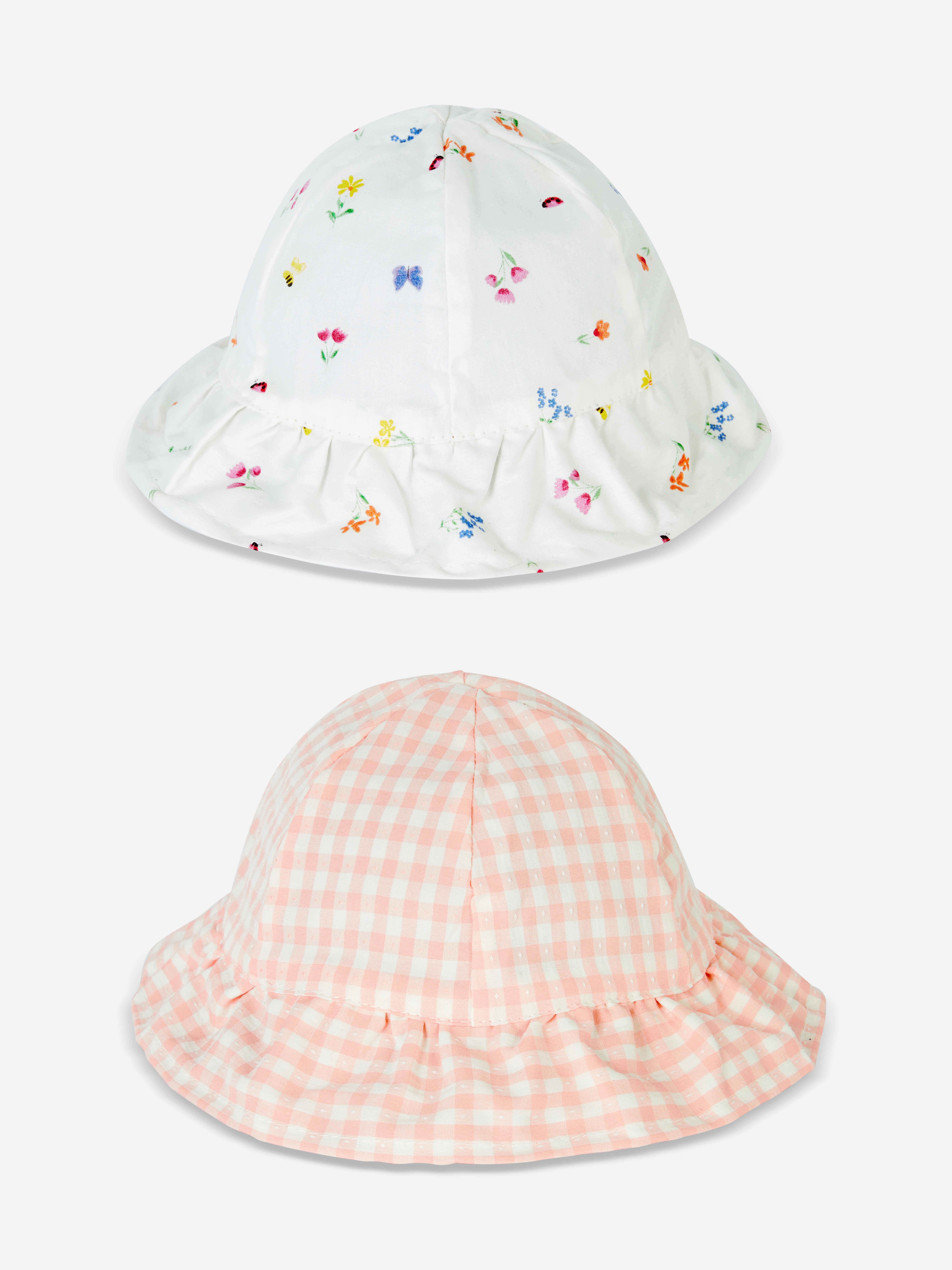 2pk Printed Baby Sun Hats