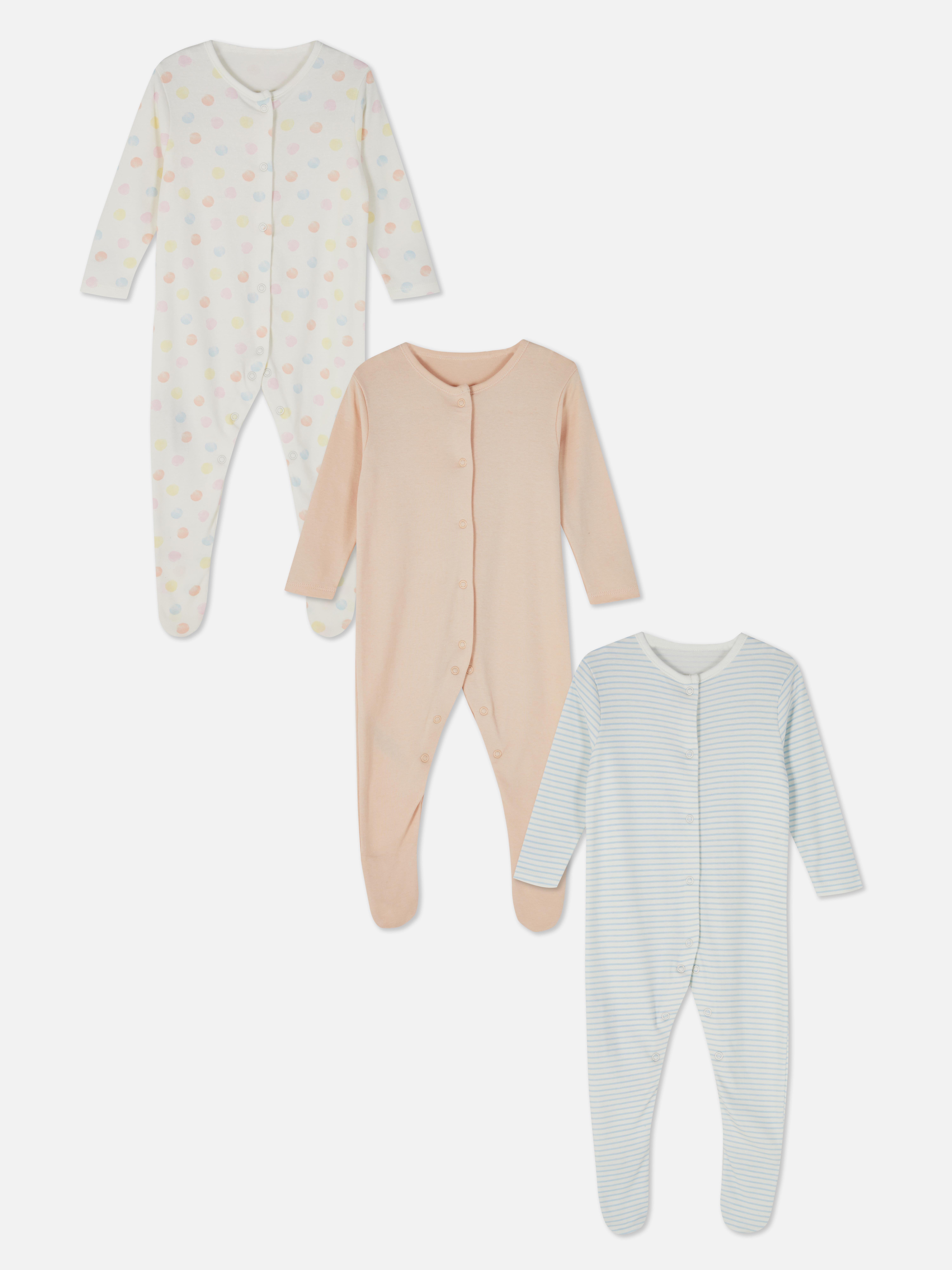 3pk Cotton Sleepsuits