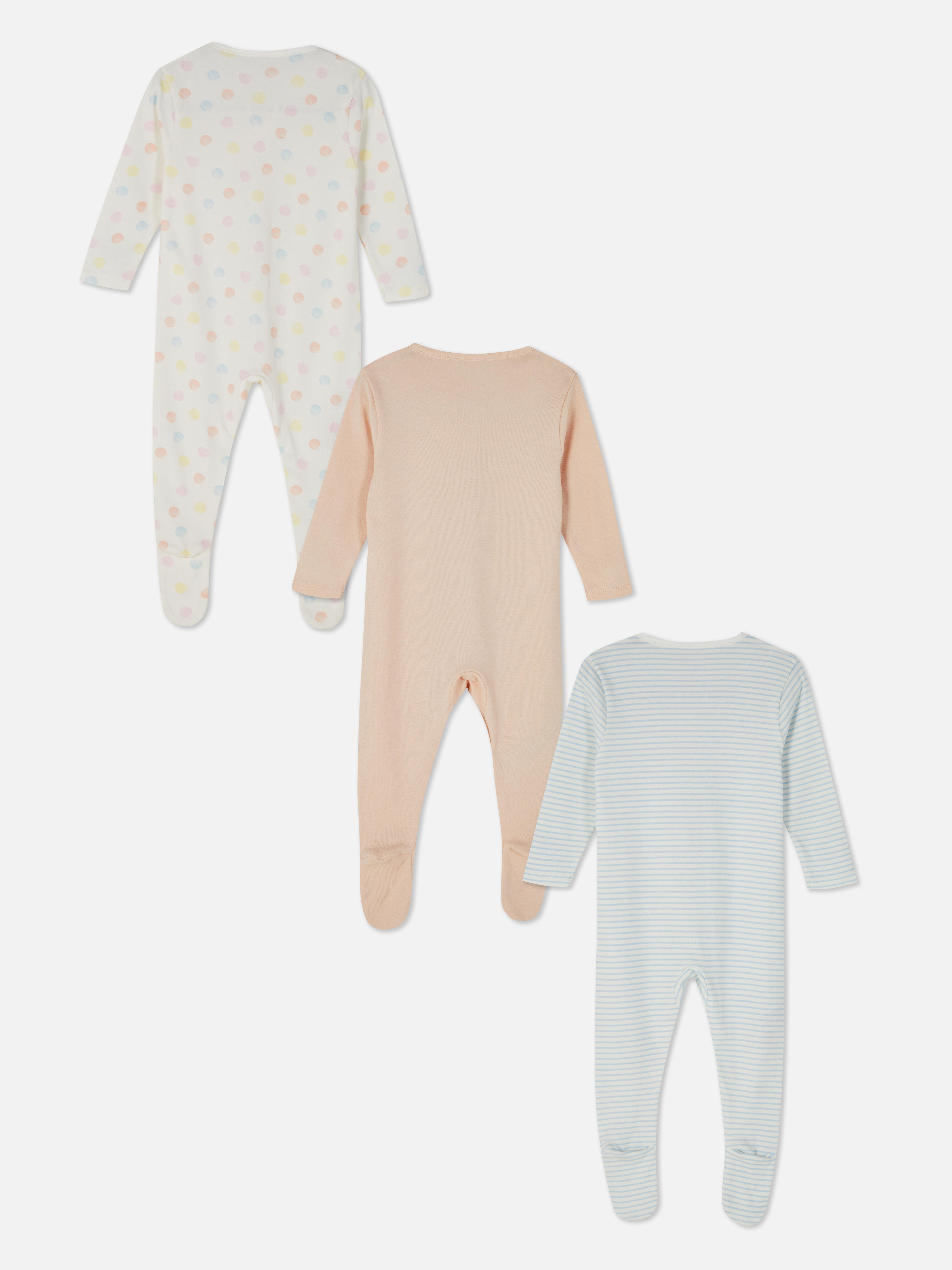 3pk Cotton Sleepsuits