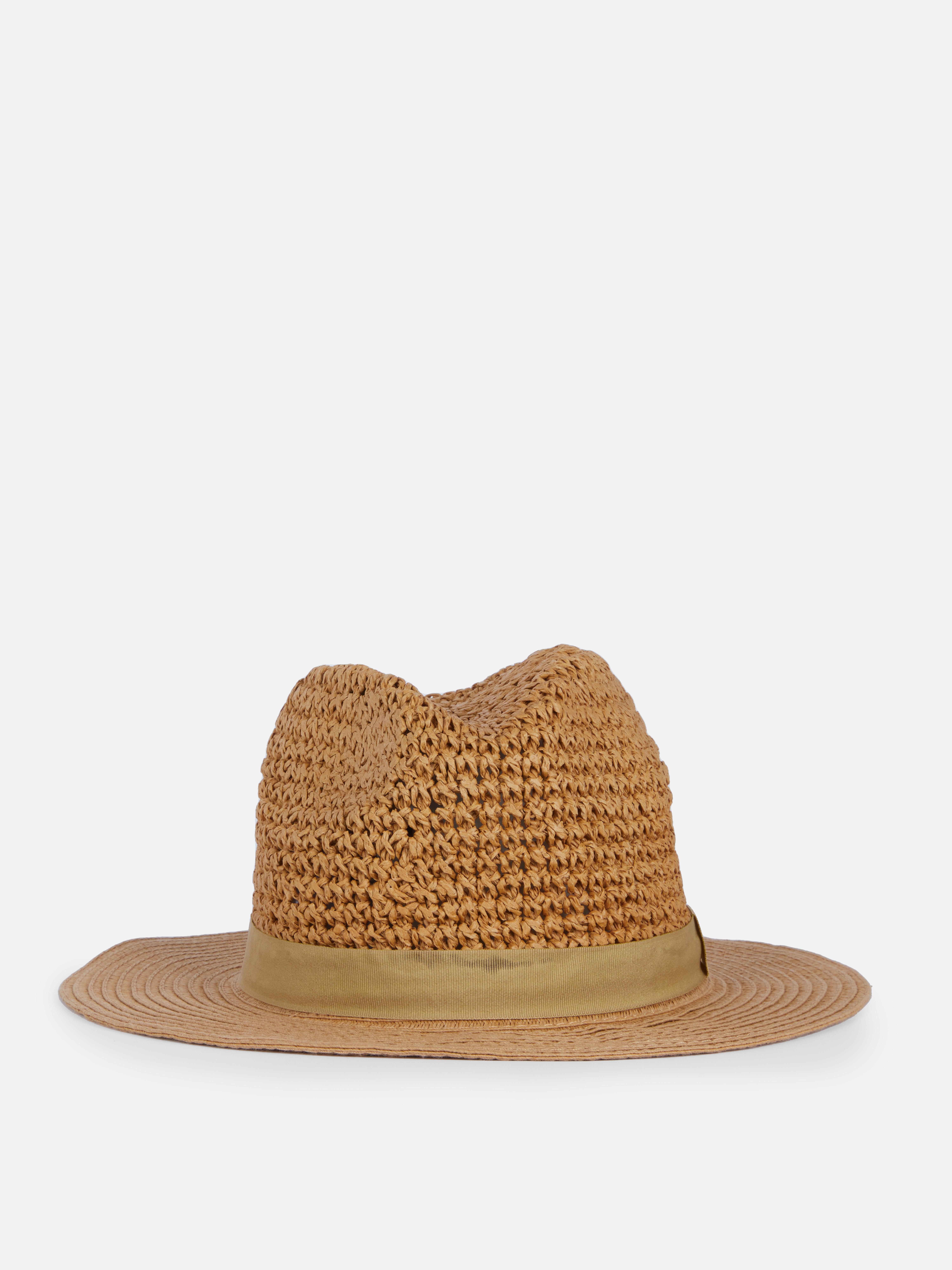 Woven Straw Trilby Hat