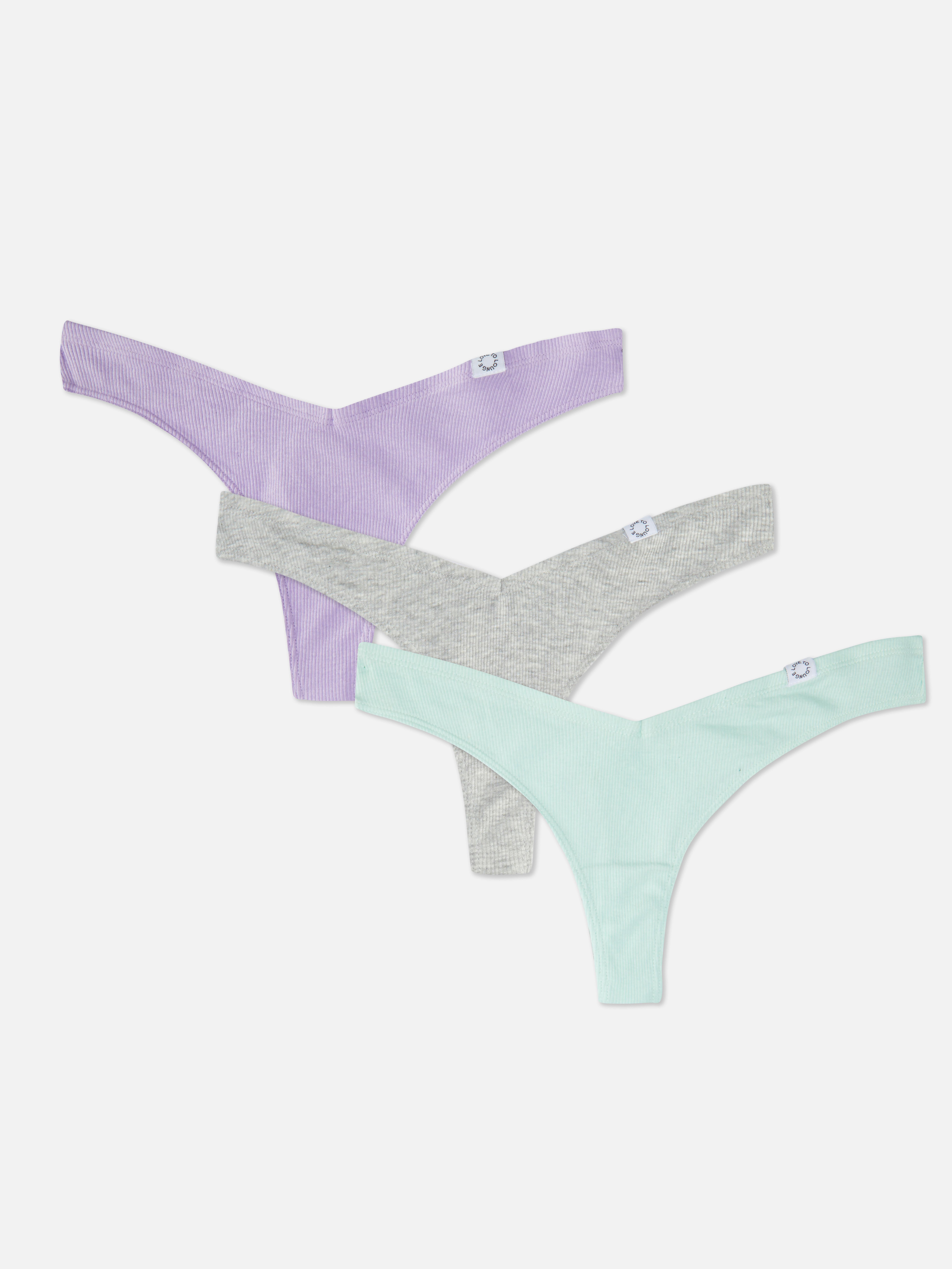 3pk Ribbed Miami Thongs | Primark