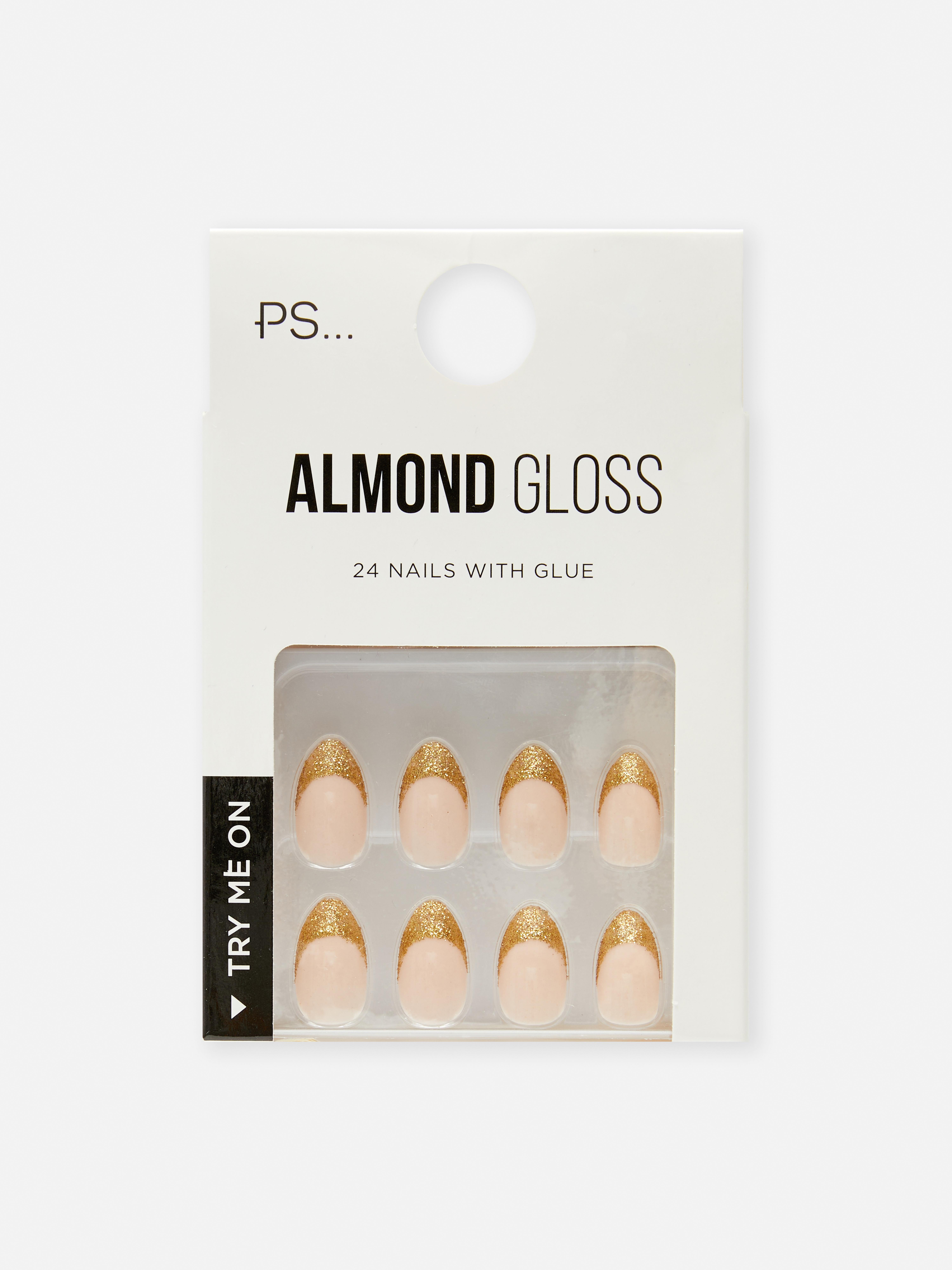 PS... French Almond Metallic False Nails